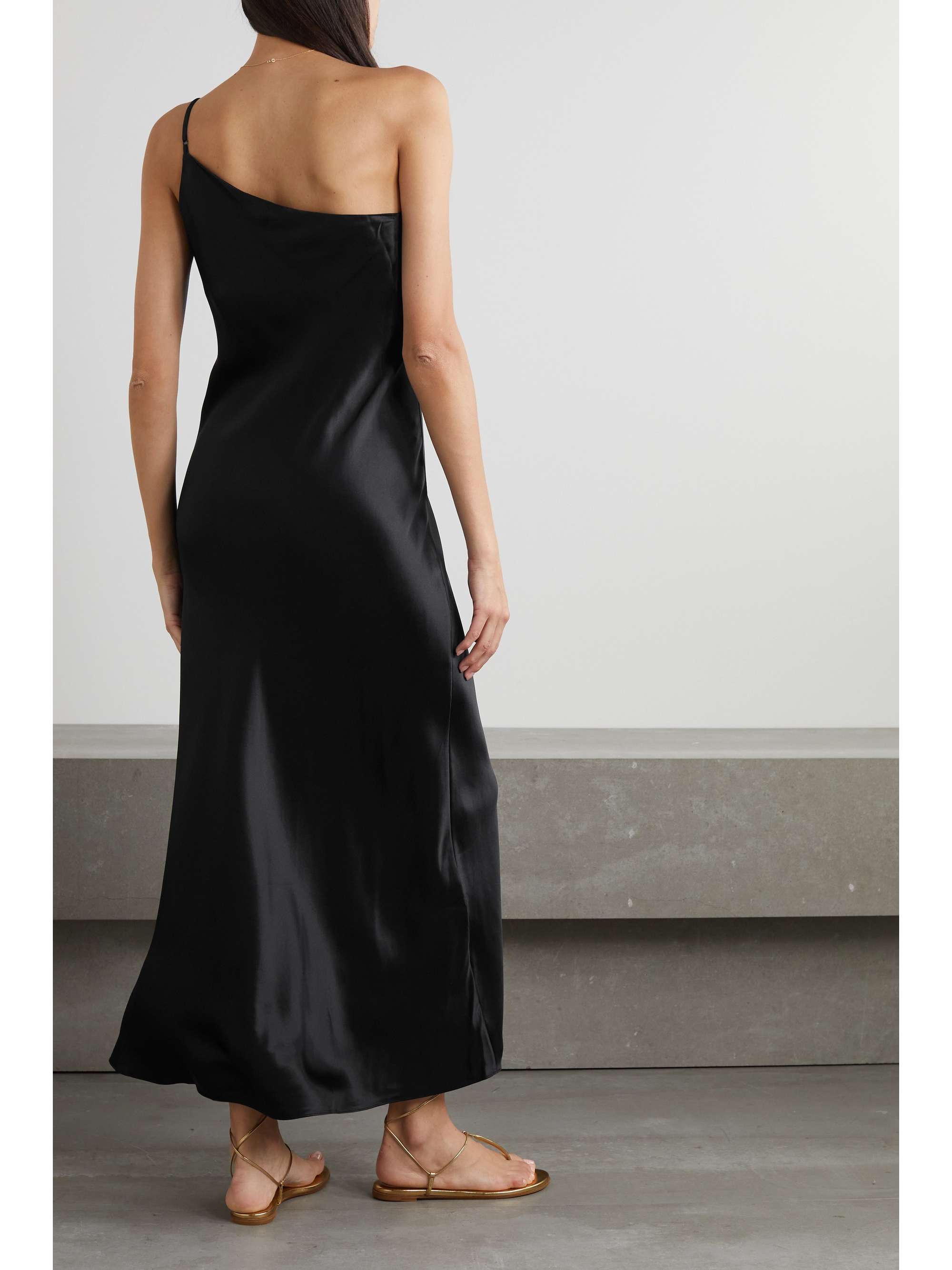 MAISON ESSENTIELE + NET SUSTAIN one-shoulder silk-satin midi dress