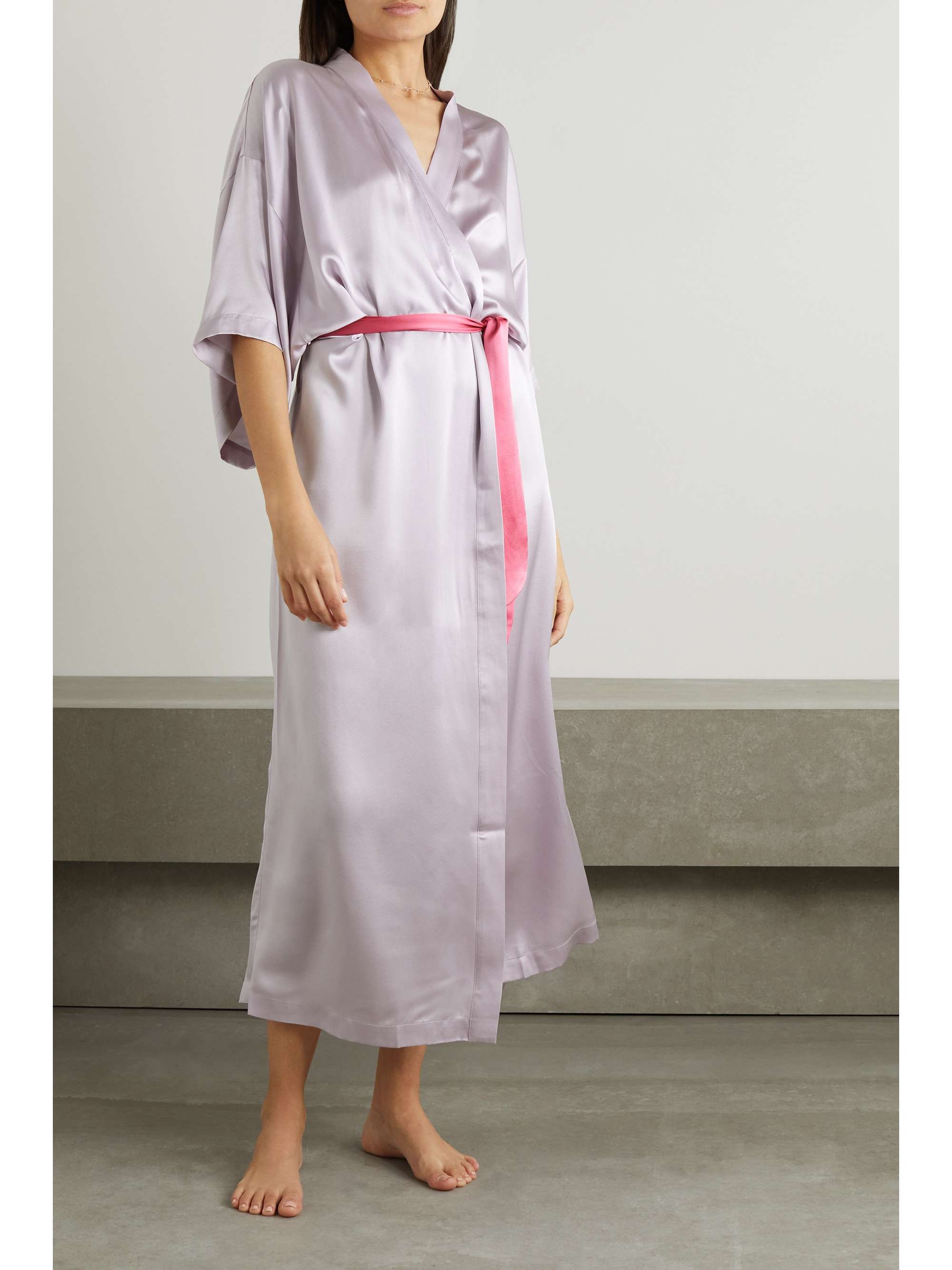 MAISON ESSENTIELE + NET SUSTAIN two-tone silk-satin robe | NET-A-PORTER