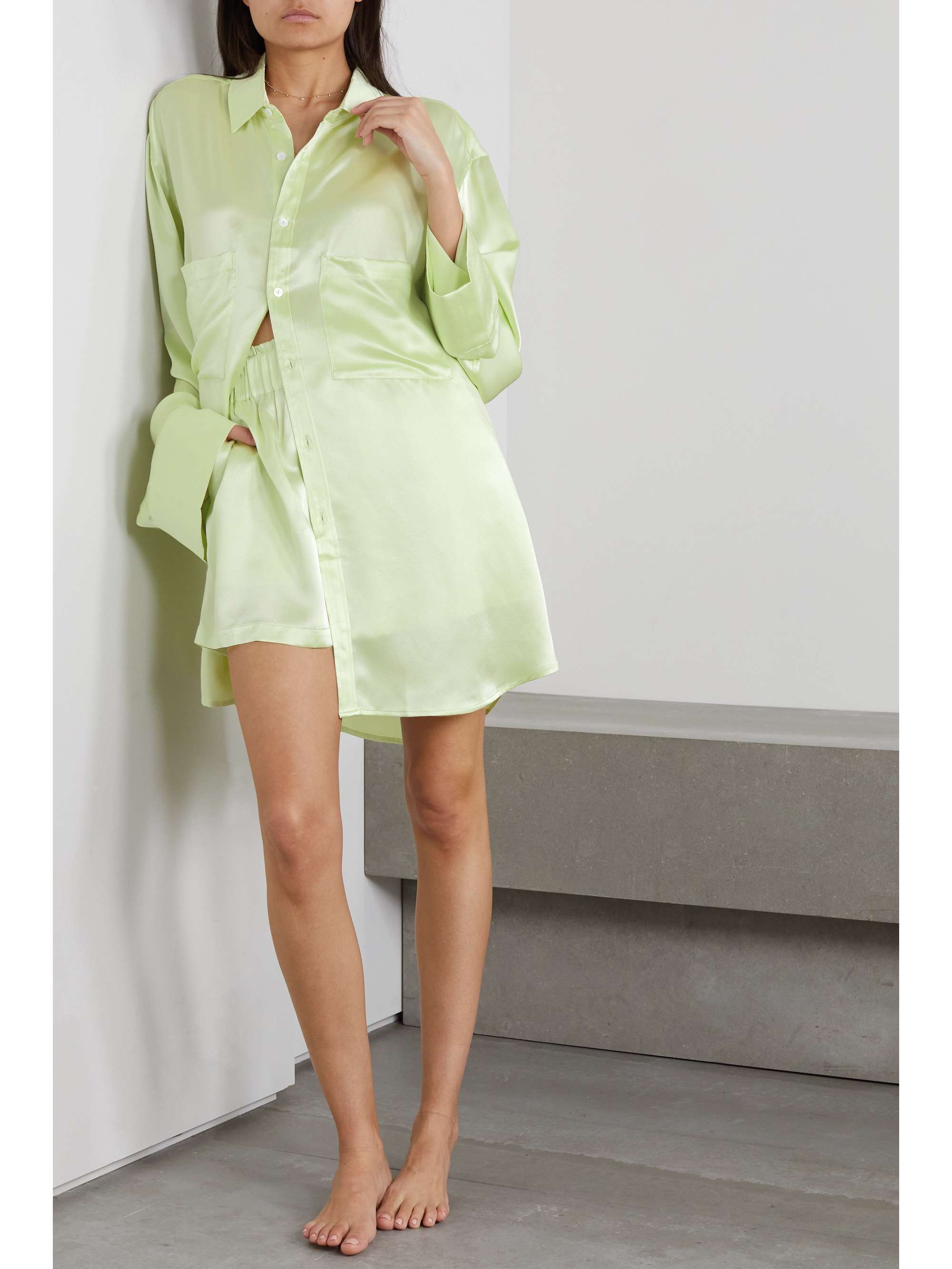 MAISON ESSENTIELE + NET SUSTAIN silk-satin pajama shirt | NET-A-PORTER