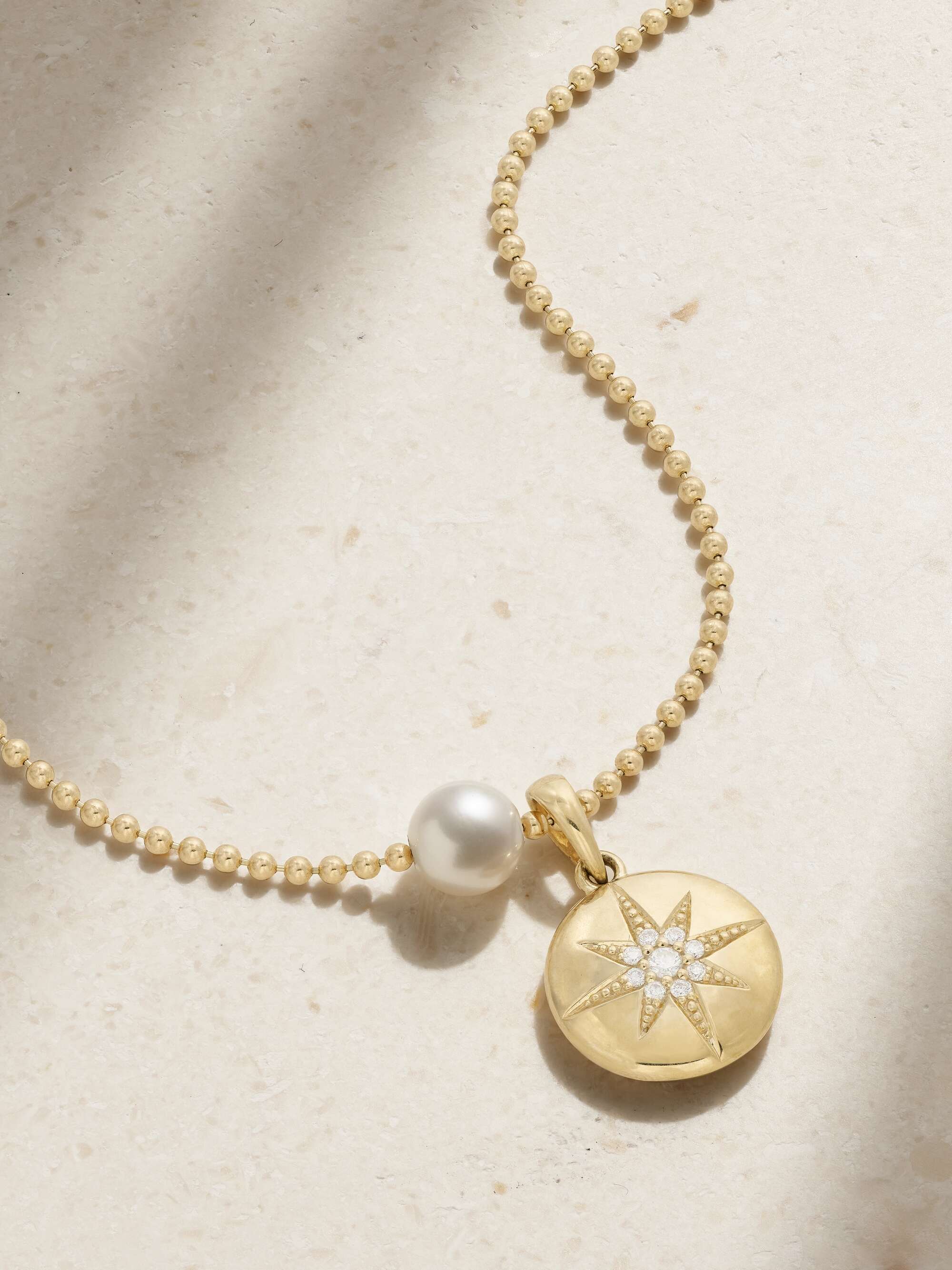 Gold 14-karat gold, diamond and pearl 