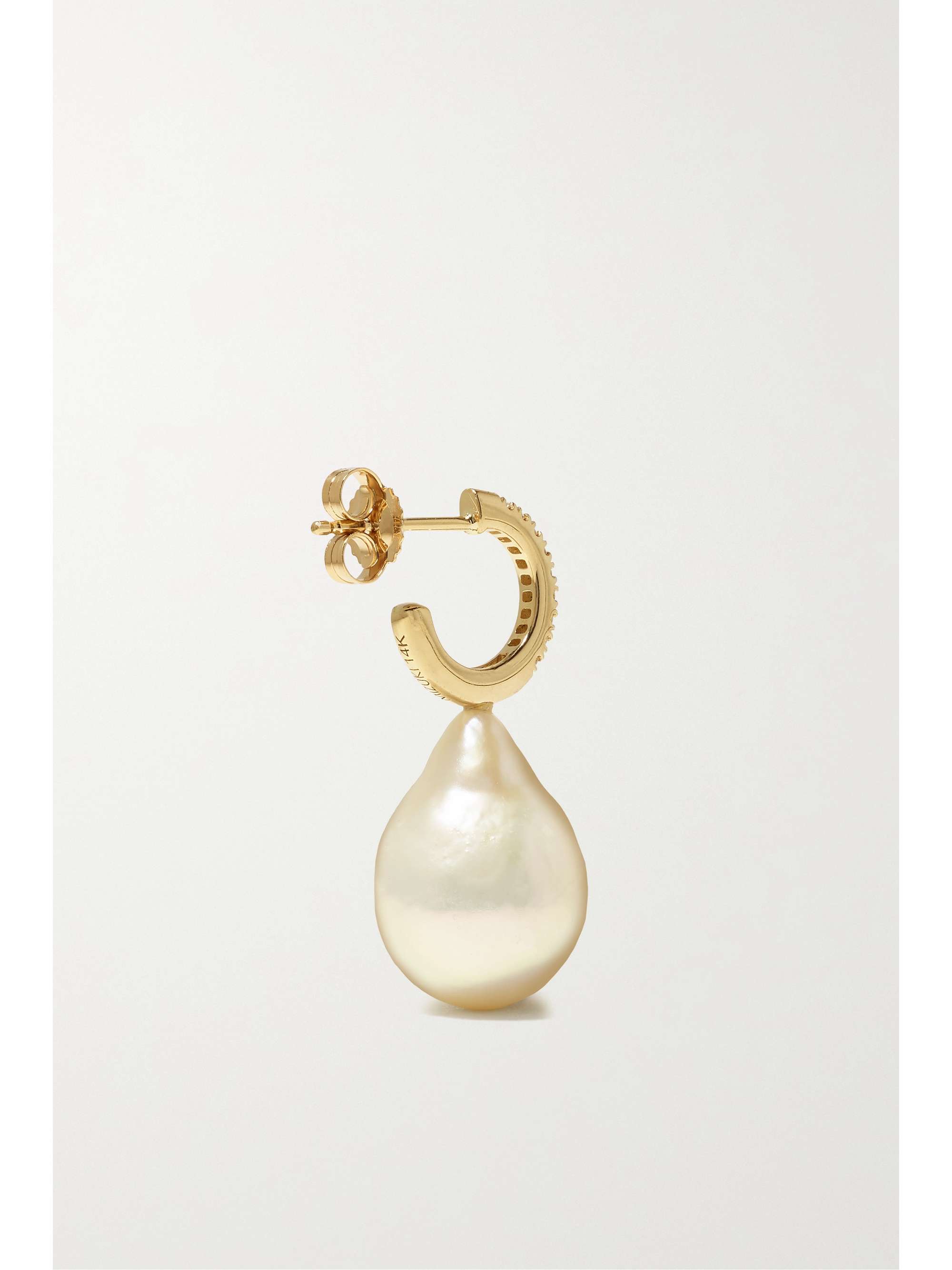 MIZUKI 14-karat gold, pearl and diamond hoop earrings
