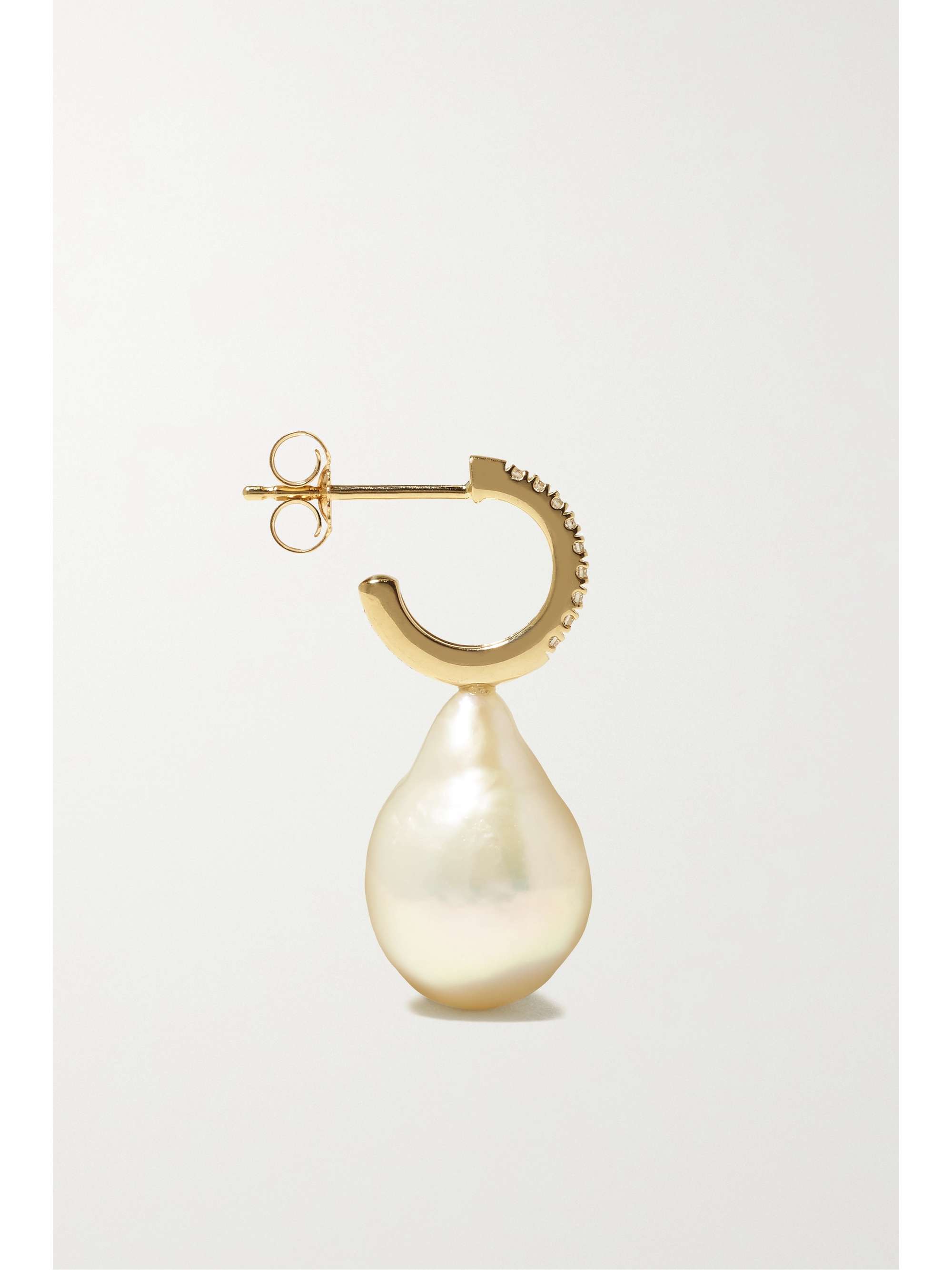 MIZUKI 14-karat gold, pearl and diamond hoop earrings