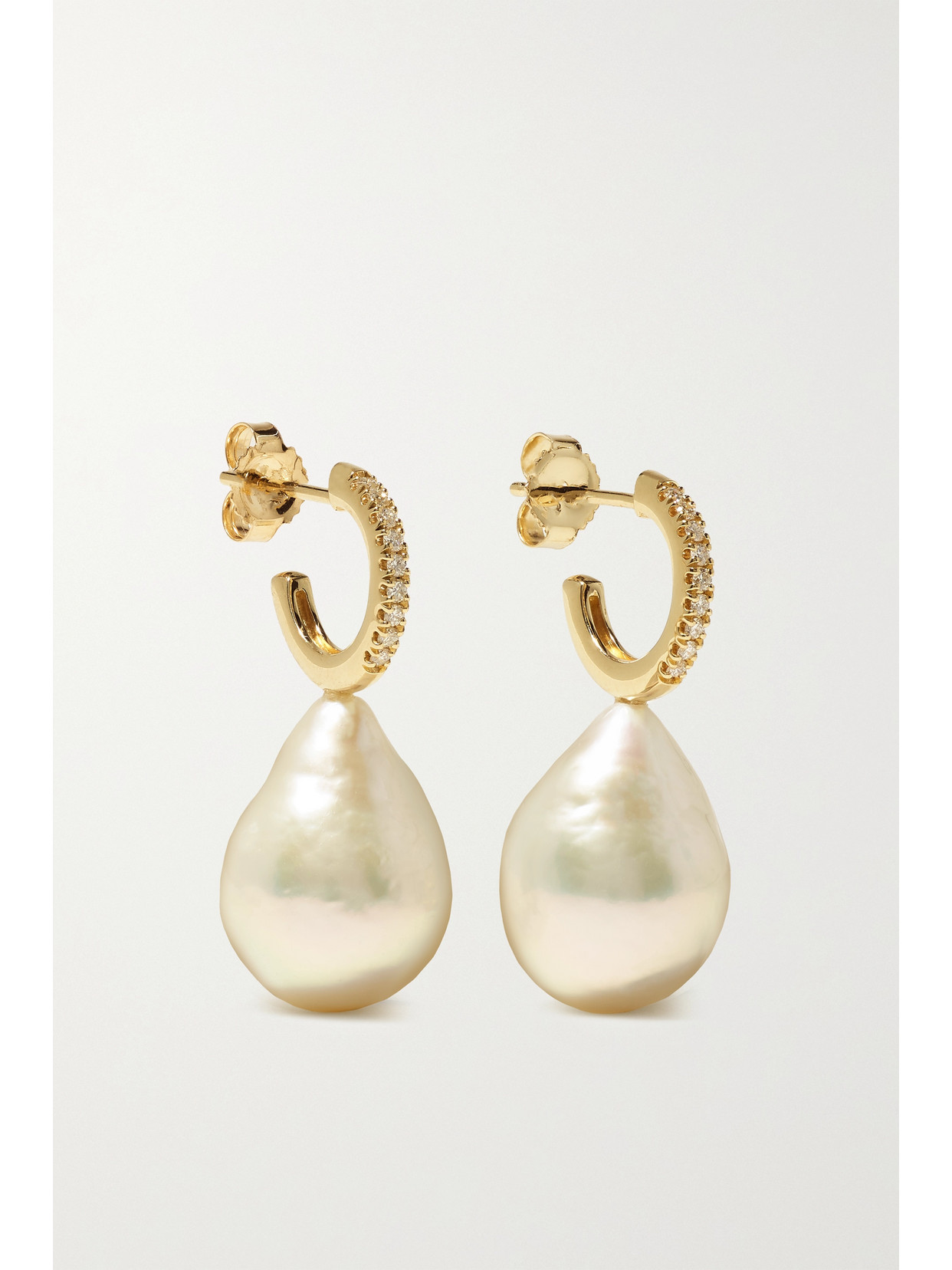 Mizuki 14-karat Gold, Pearl And Diamond Hoop Earrings