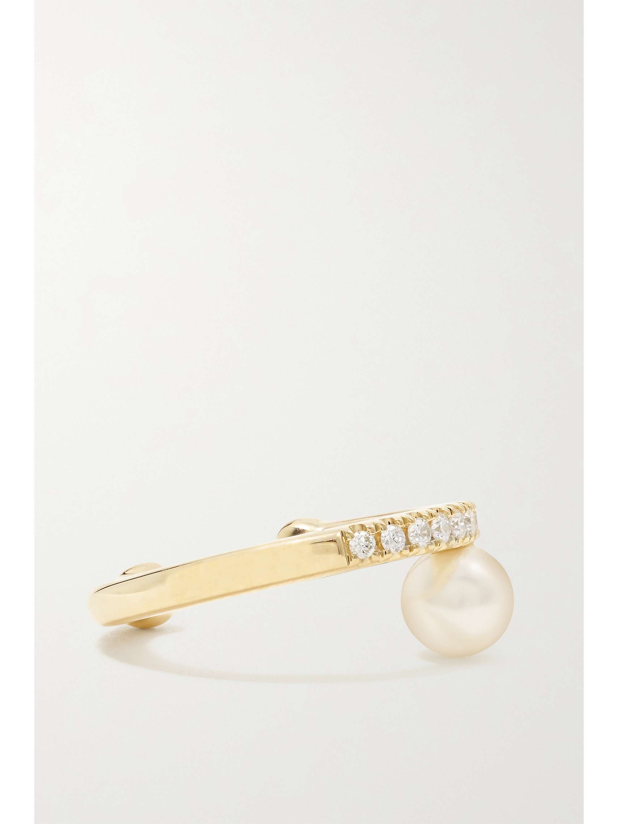 MIZUKI Bijou d'oreille en or 14 carats (585/1000), diamants et perle