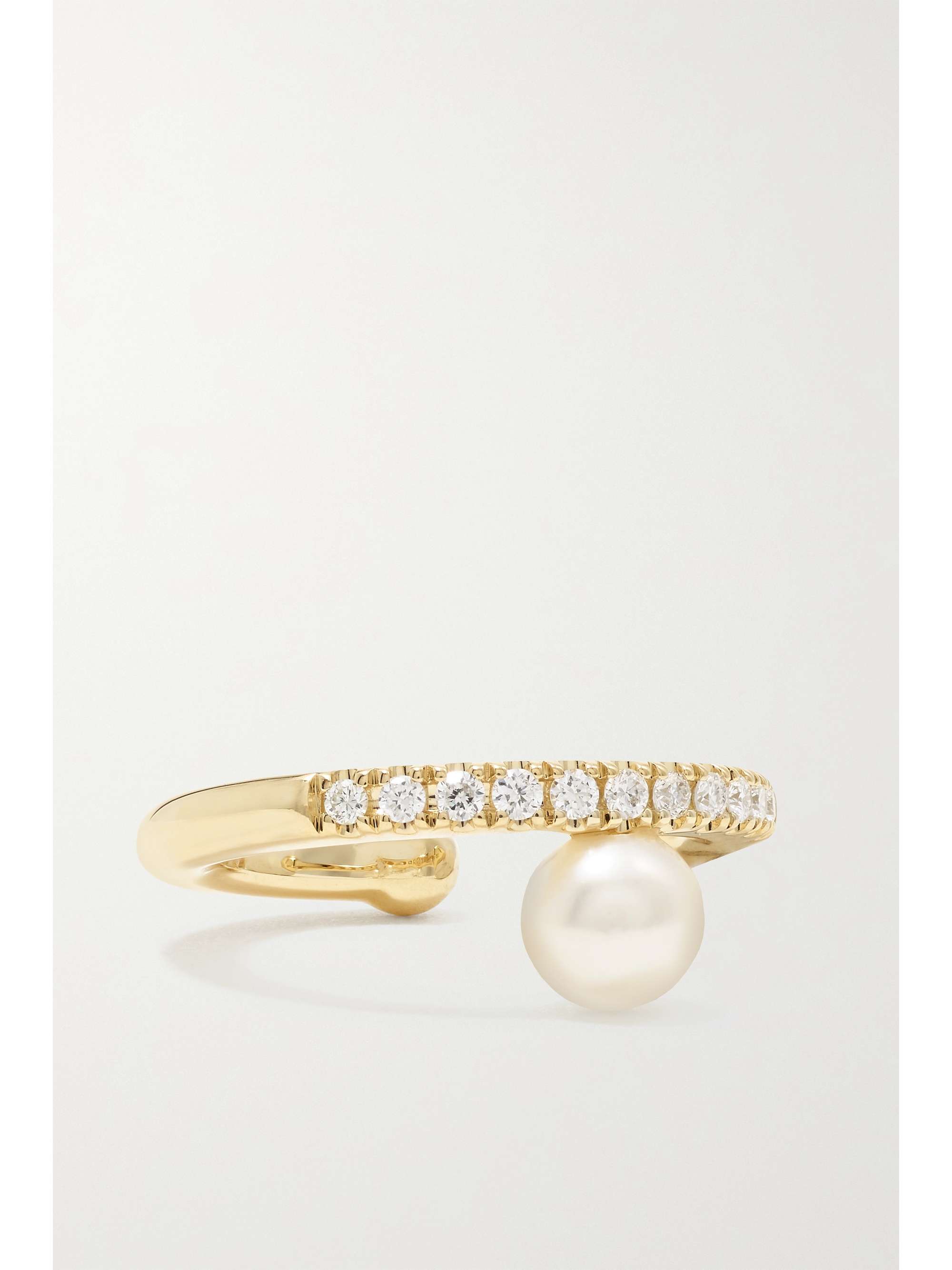 14-karat gold, diamond and pearl ear cuff