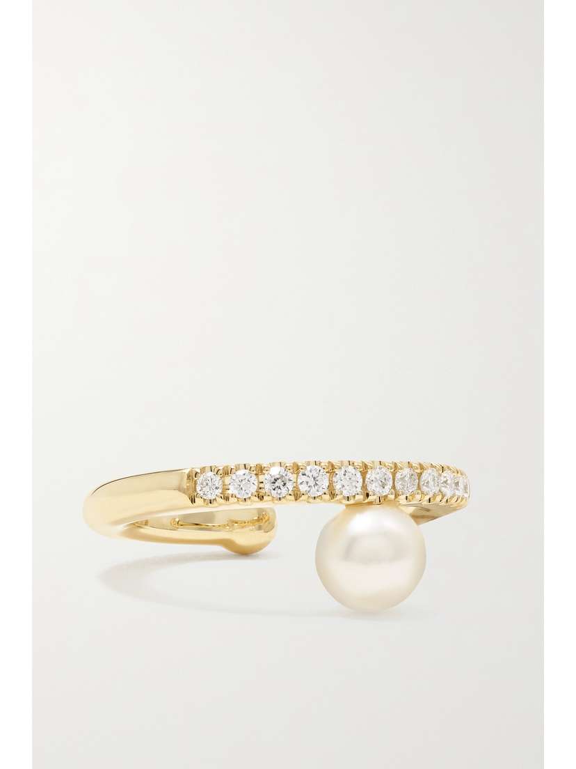 Mizuki 14-karat Gold, Diamond And Pearl Ear Cuff