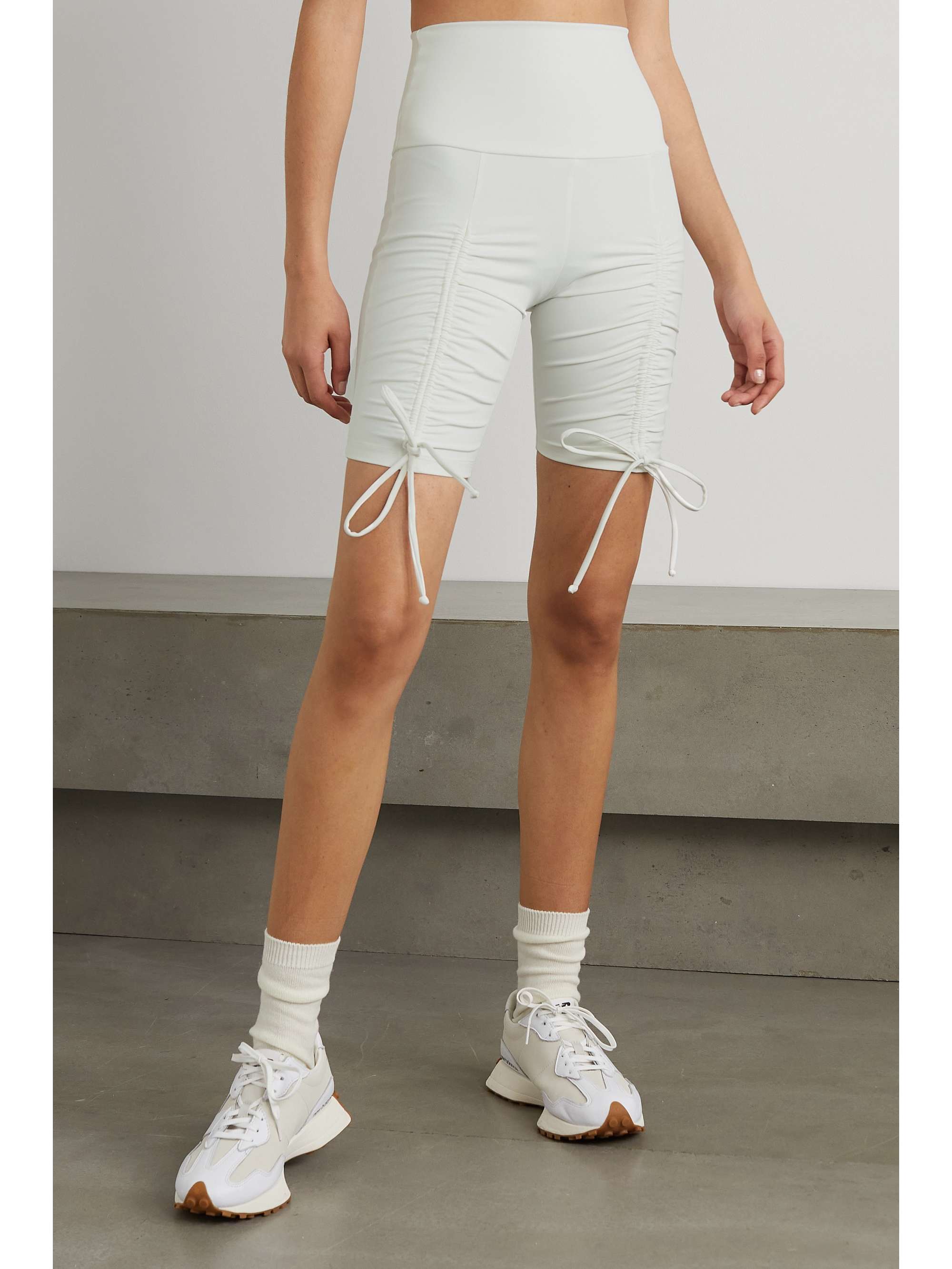 White Stelle ruched stretch-jersey 