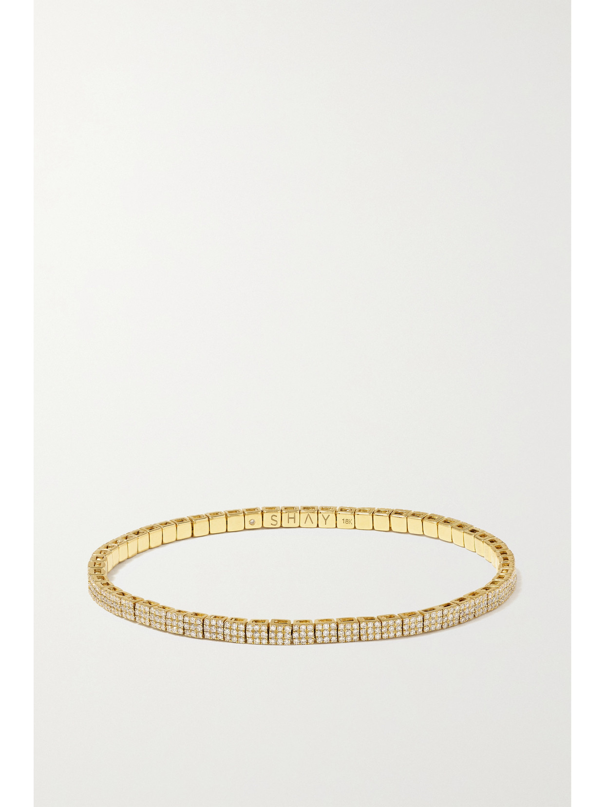 Shay 18k Yellow Gold Square Stretch Diamond Bracelet In Gold