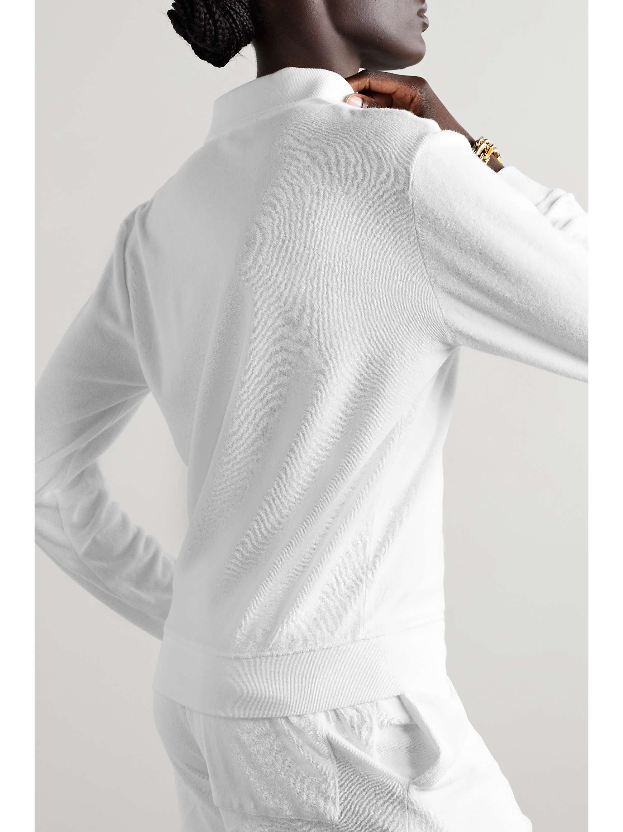 SPORTY & RICH Embroidered cotton-terry polo shirt