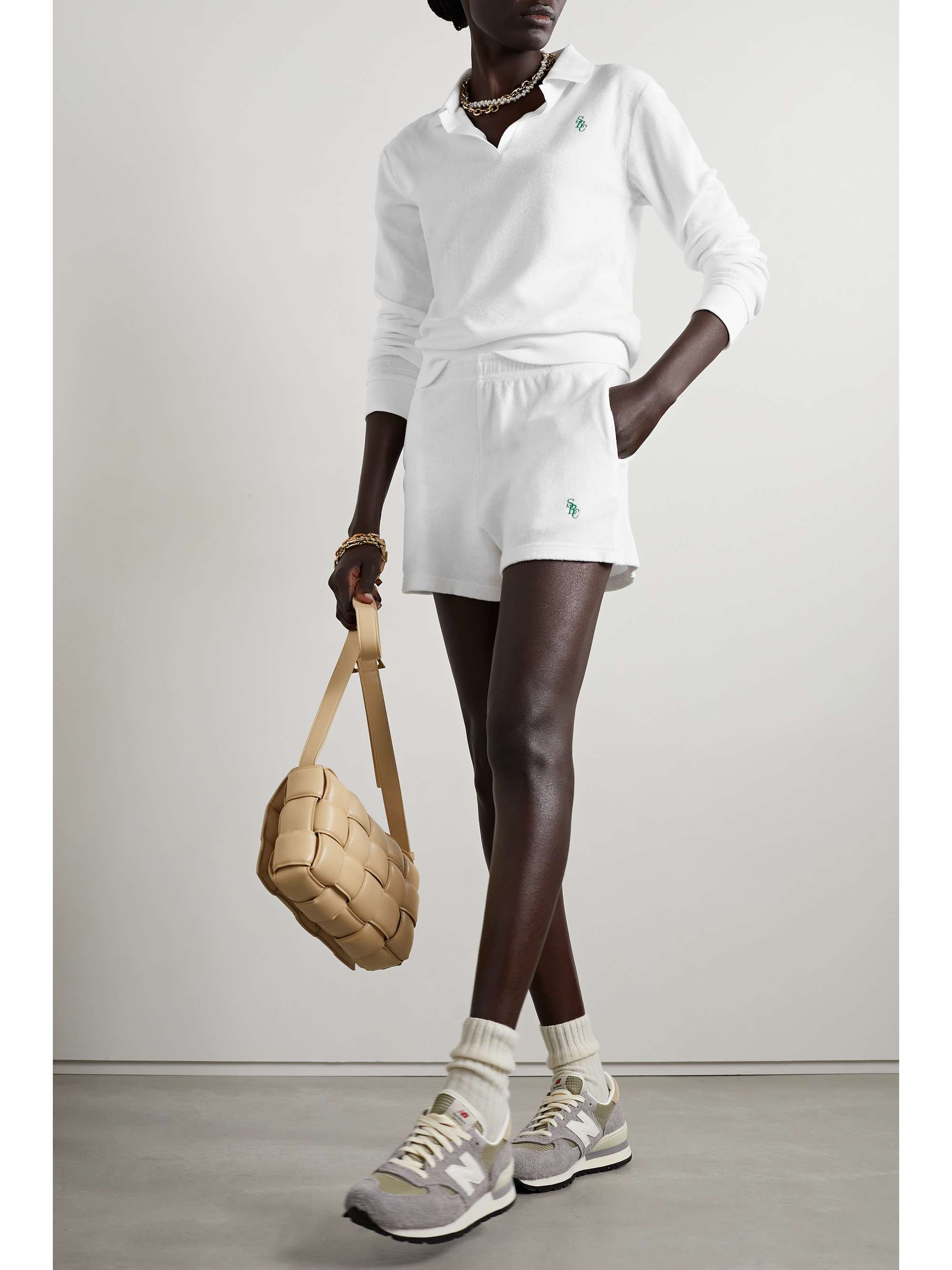SPORTY & RICH Embroidered cotton-terry polo shirt