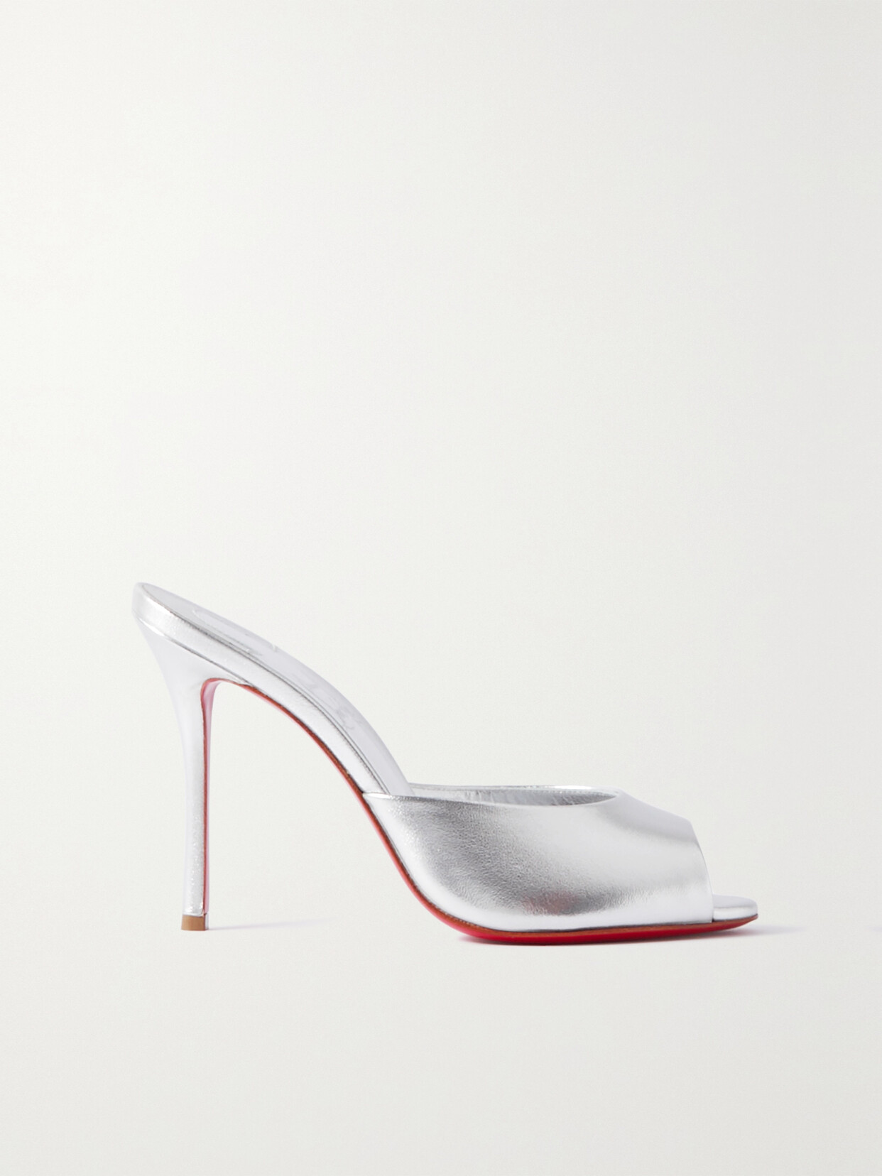 Christian Louboutin Me Dolly Metallic Red Sole Slide Sandals In Silver