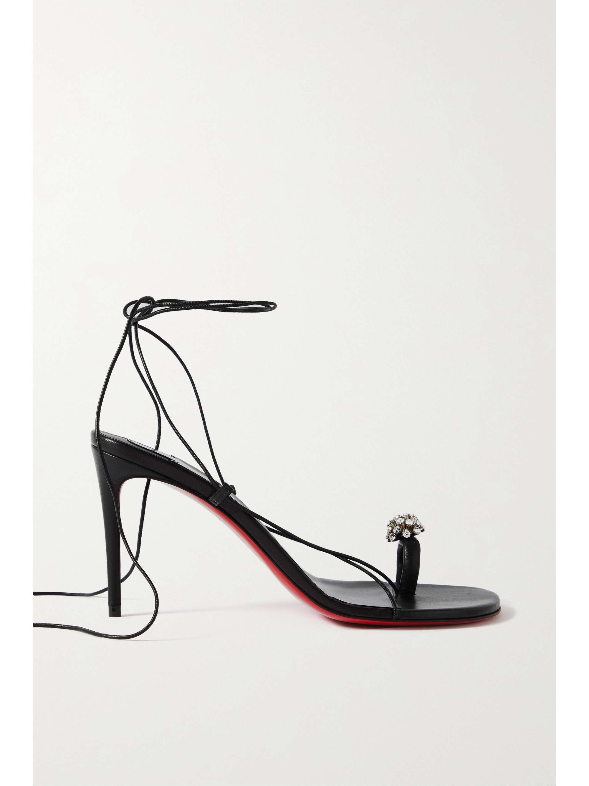 Black Just Un Fil 85 crystal-embellished leather sandals | CHRISTIAN LOUBOUTIN | NET-A-PORTER