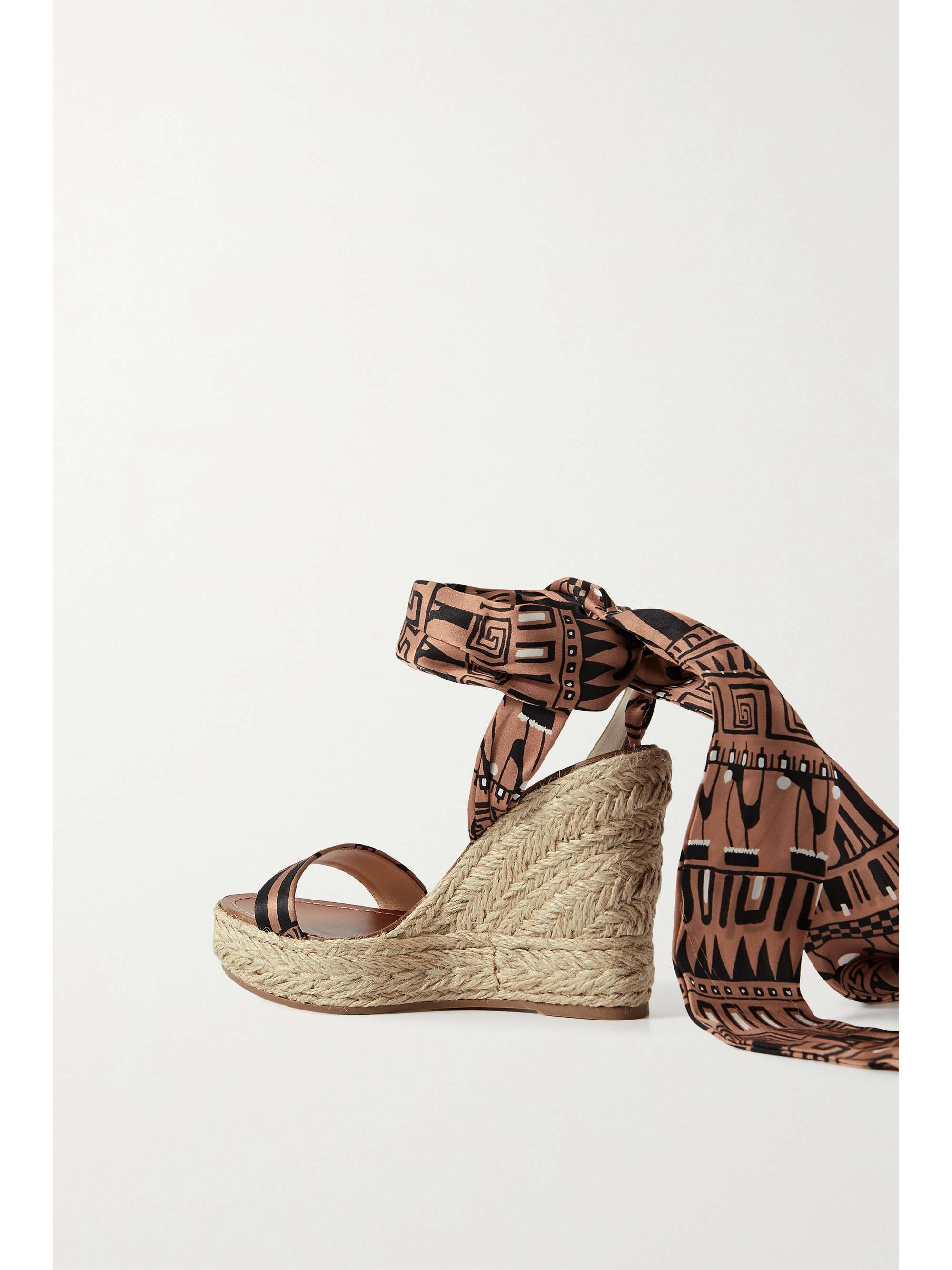 CHRISTIAN LOUBOUTIN Monica Du Désert 120 printed satin espadrille wedge sandals