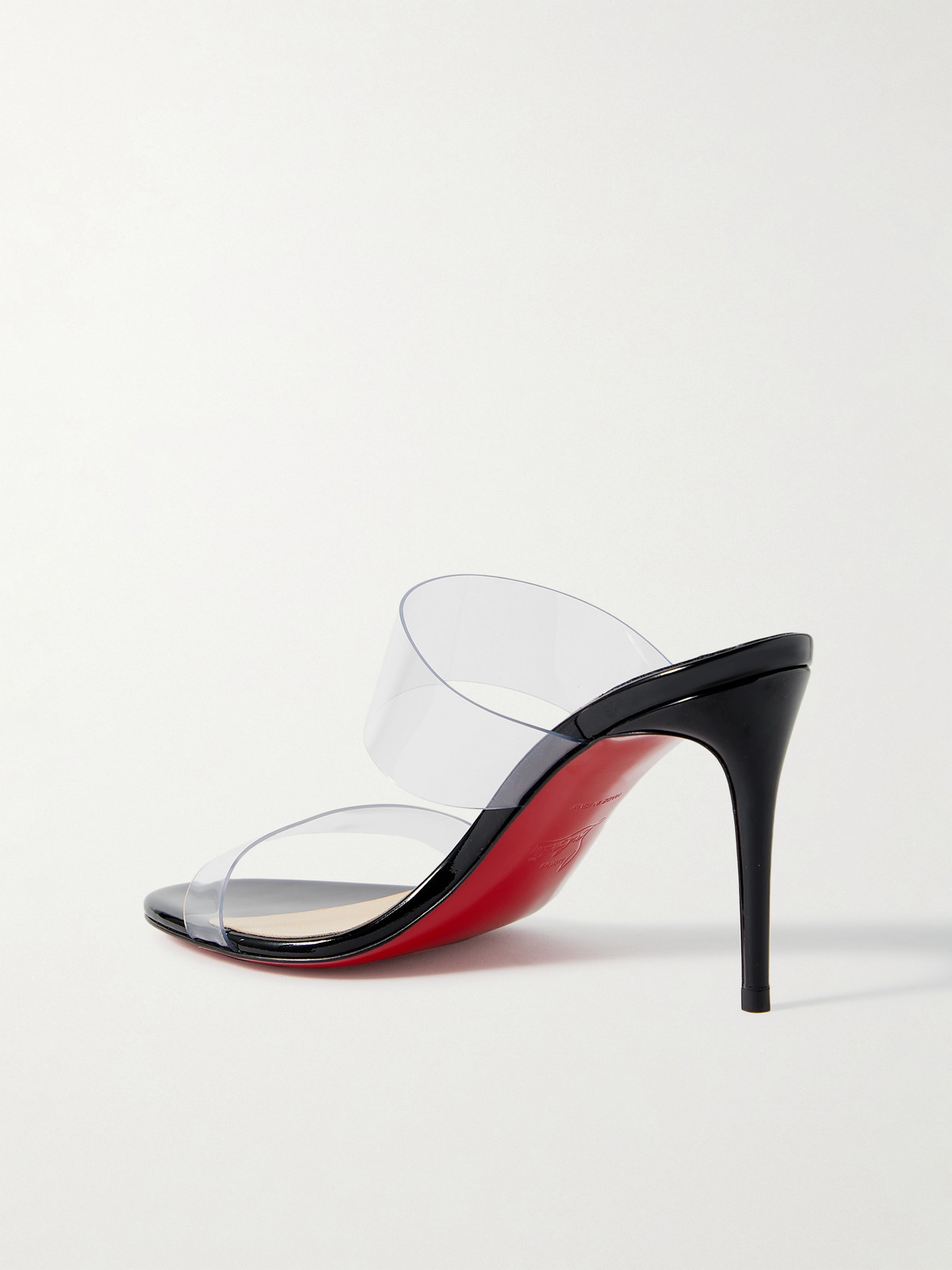 Shop Christian Louboutin Just Nothing 85 Pvc And Patent-leather Mules In Black