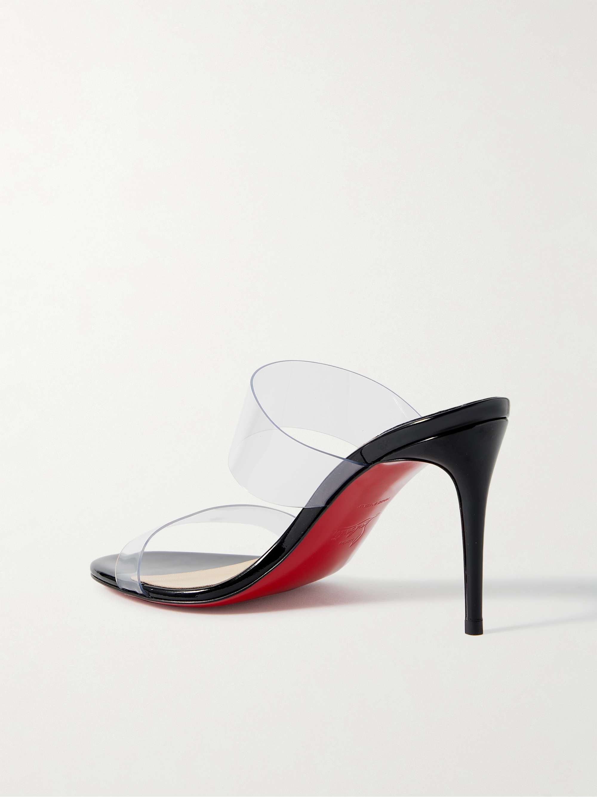 just nothing pvc & metallic leather mules