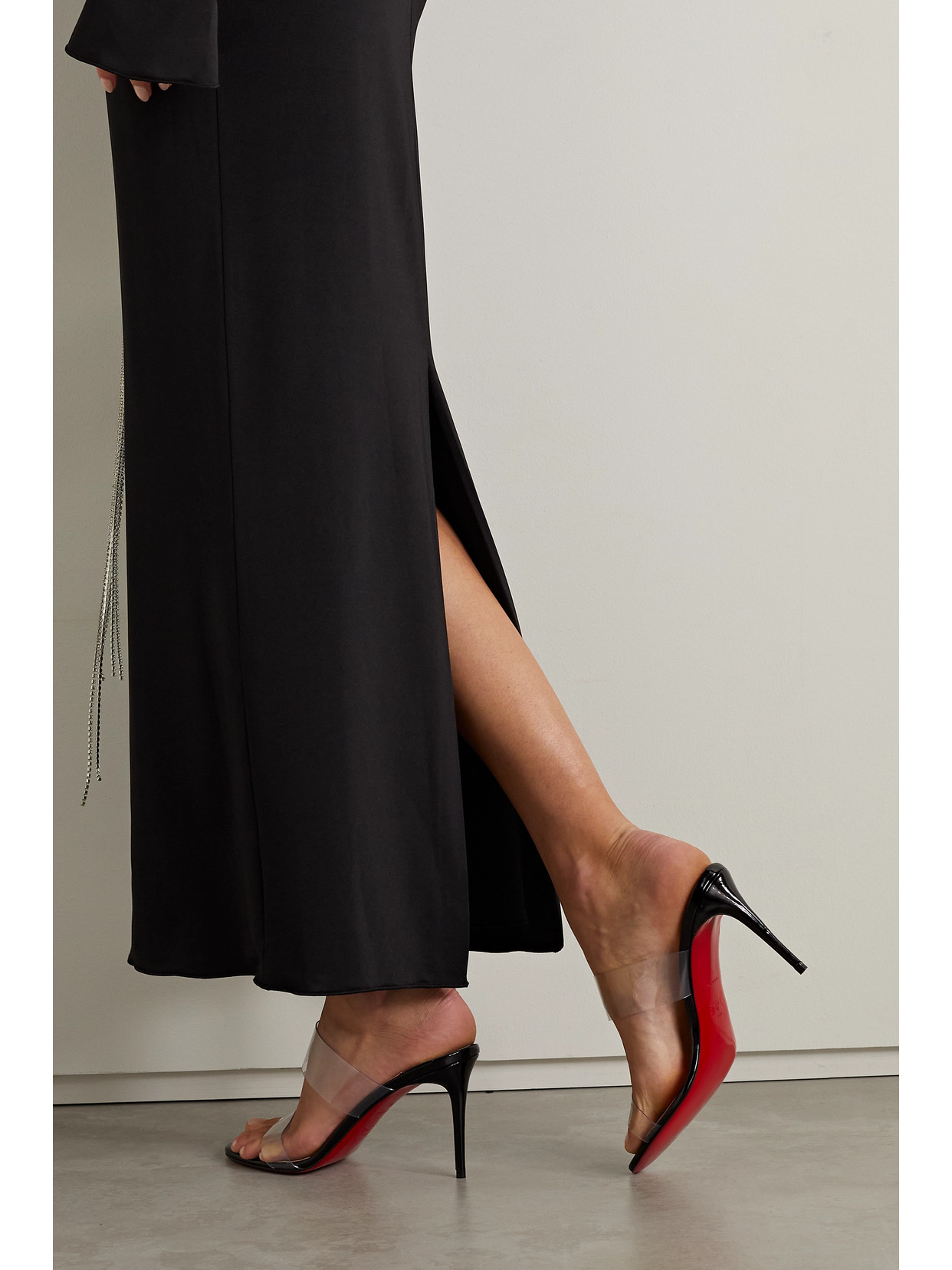 Shop Christian Louboutin Just Nothing 85 Pvc And Patent-leather Mules In Black