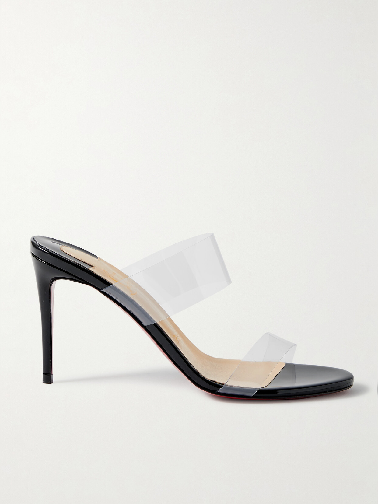 Shop Christian Louboutin Just Nothing 85 Pvc And Patent-leather Mules In Black