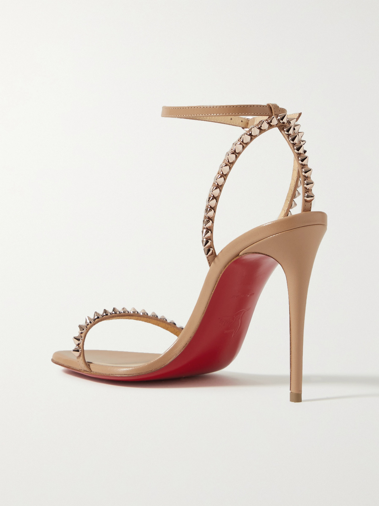 Christian Louboutin So Me 100 Studded Leather Sandals In Beige