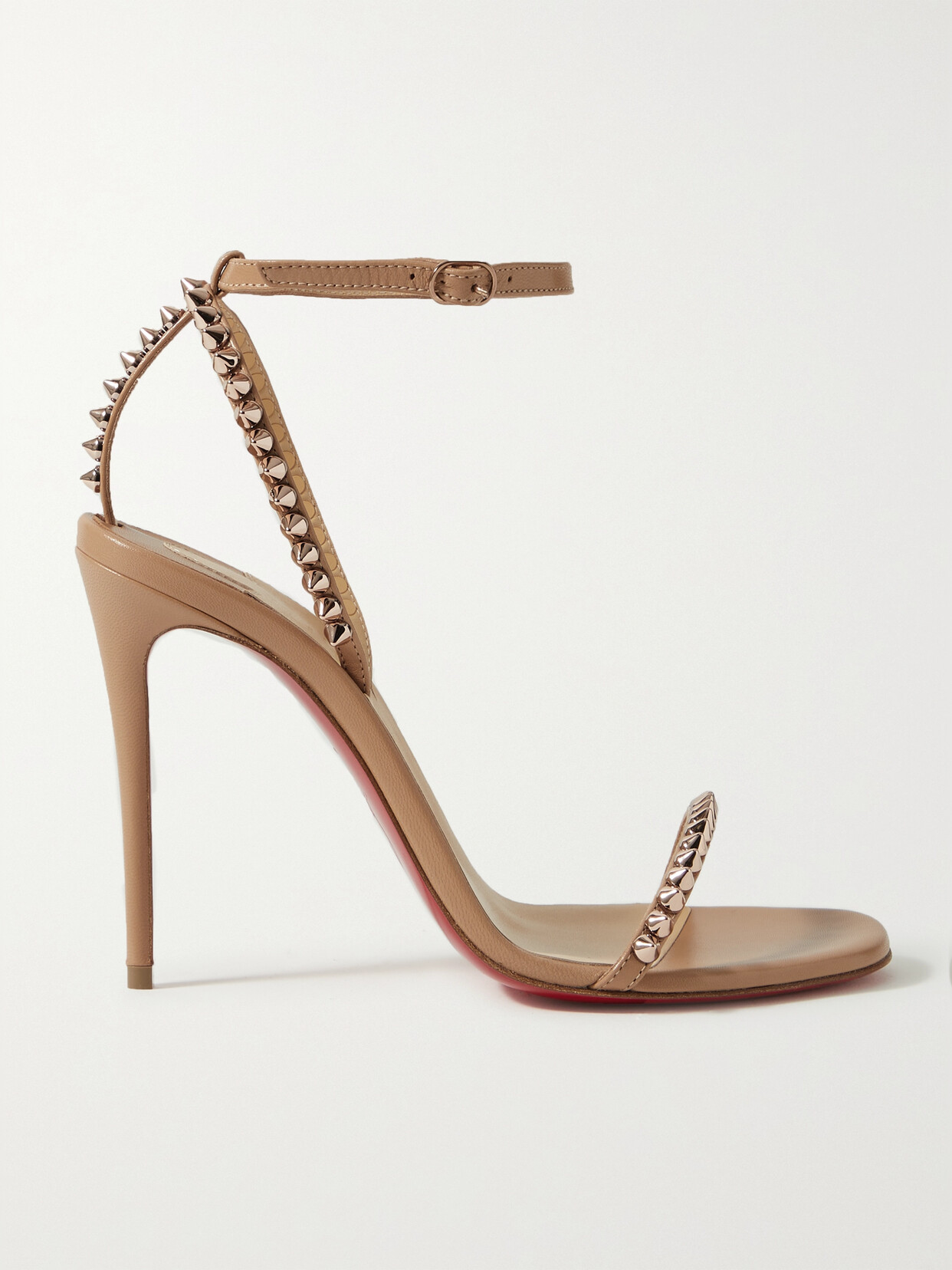 Shop Christian Louboutin So Me 100 Studded Leather Sandals In Neutrals