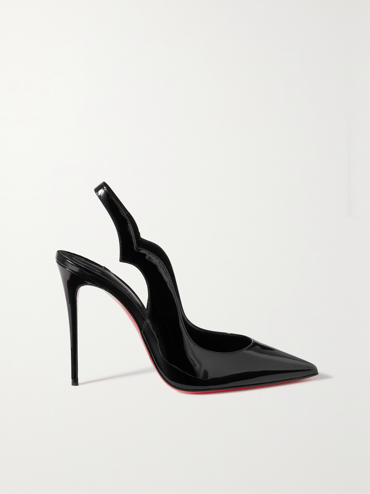 Christian Louboutin Hot Chick Sling 100 Patent-leather Slingback Pumps In Black