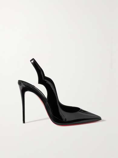 Black Hot Chick Sling 100 patent-leather slingback pumps | CHRISTIAN LOUBOUTIN | NET-A-PORTER