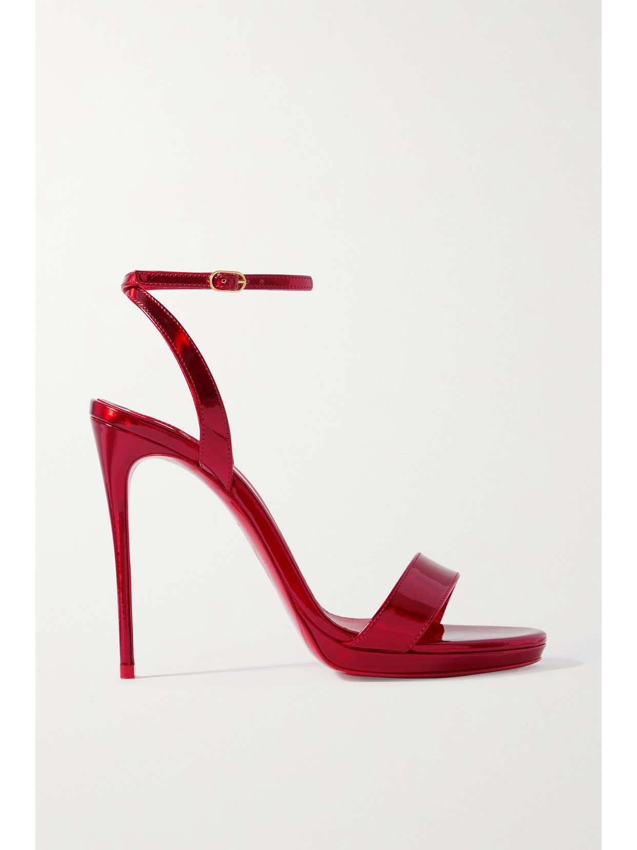 Christian Louboutin Loubi Queen 120 Metallic Patent-leather Sandals In Red