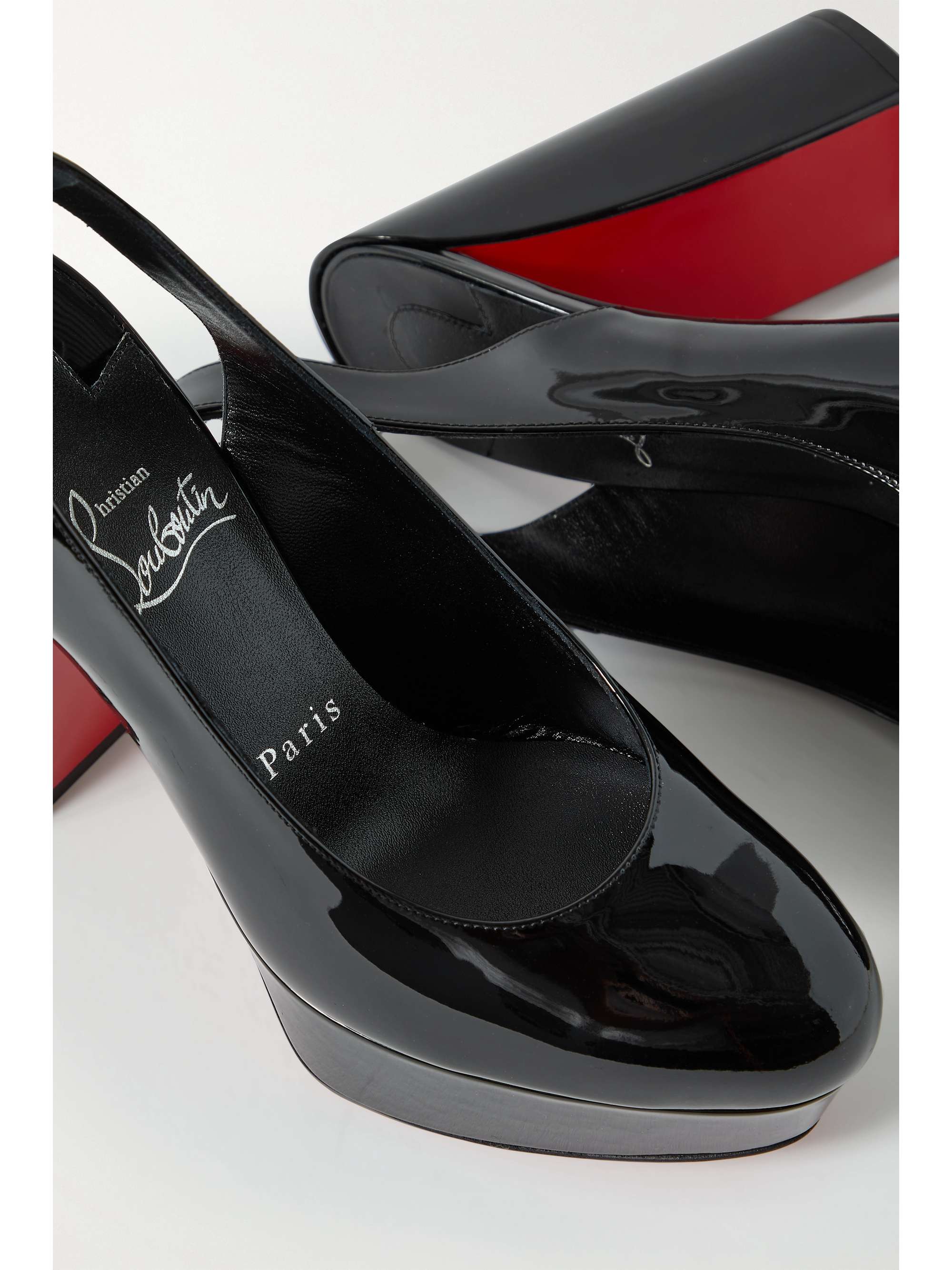 CHRISTIAN LOUBOUTIN Movida 140 patentleather platform slingback pumps
