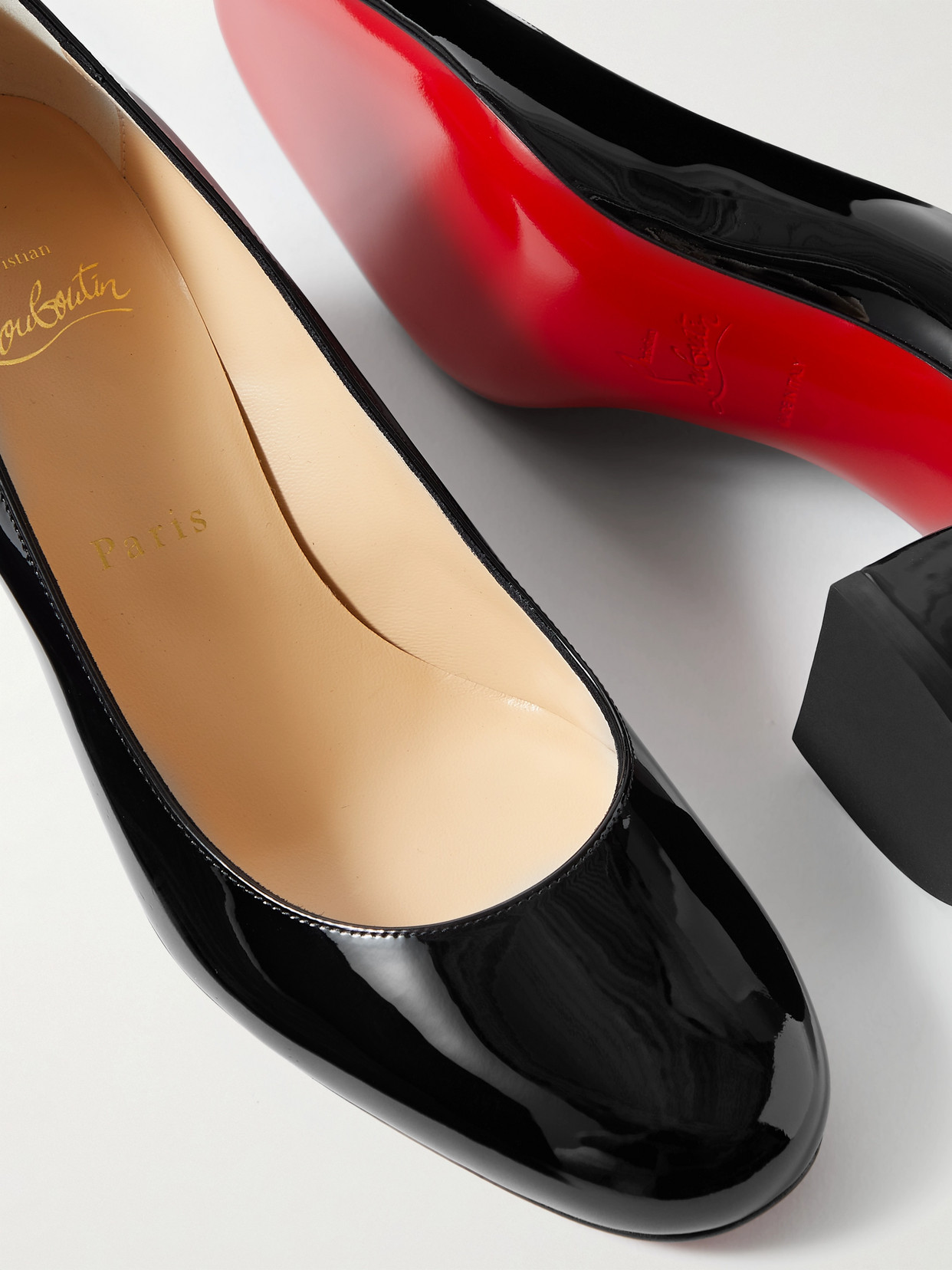 Shop Christian Louboutin Miss Sab 55 Patent-leather Pumps In Black