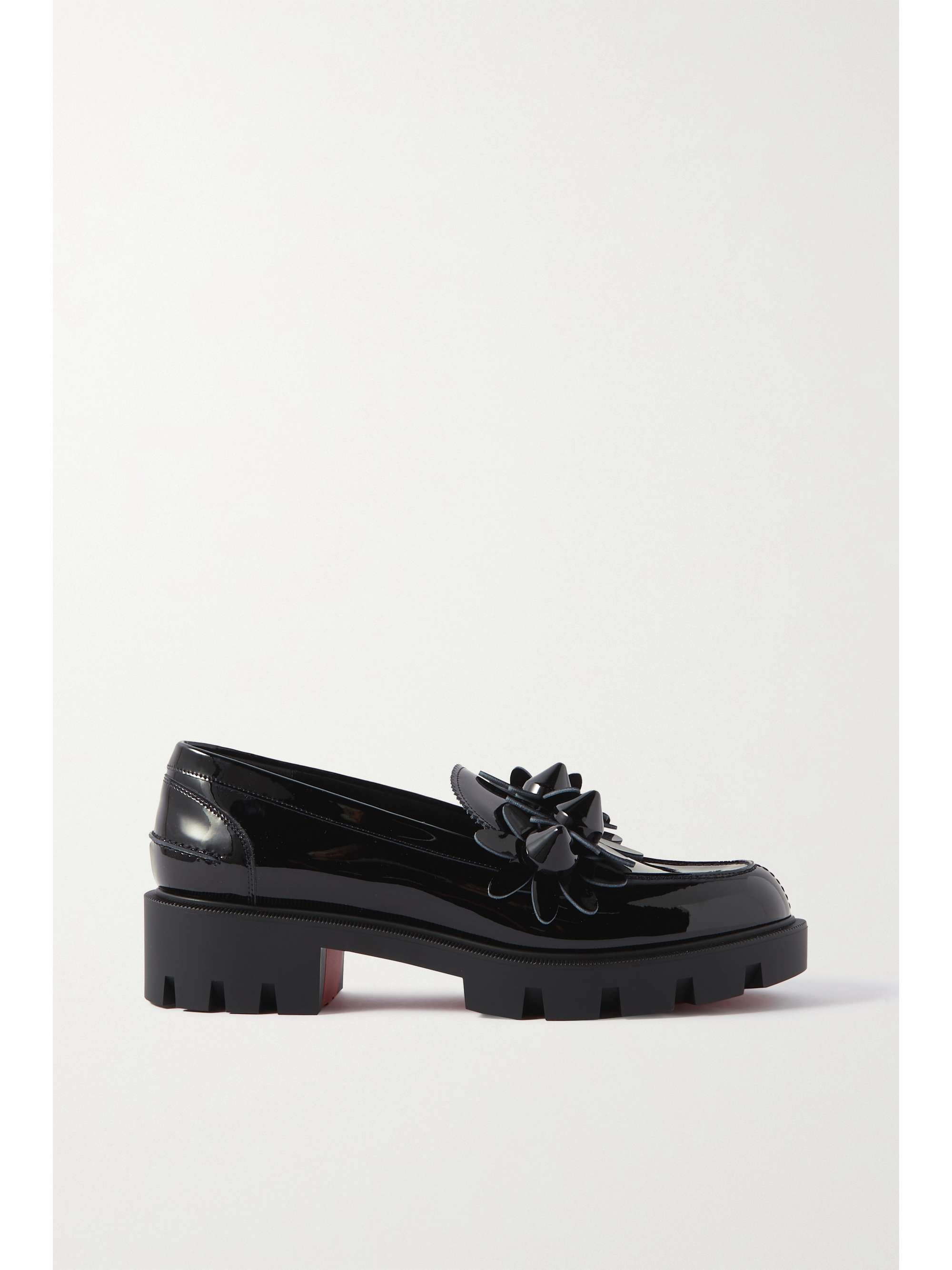 Black Daisy Spikes embellished patent 