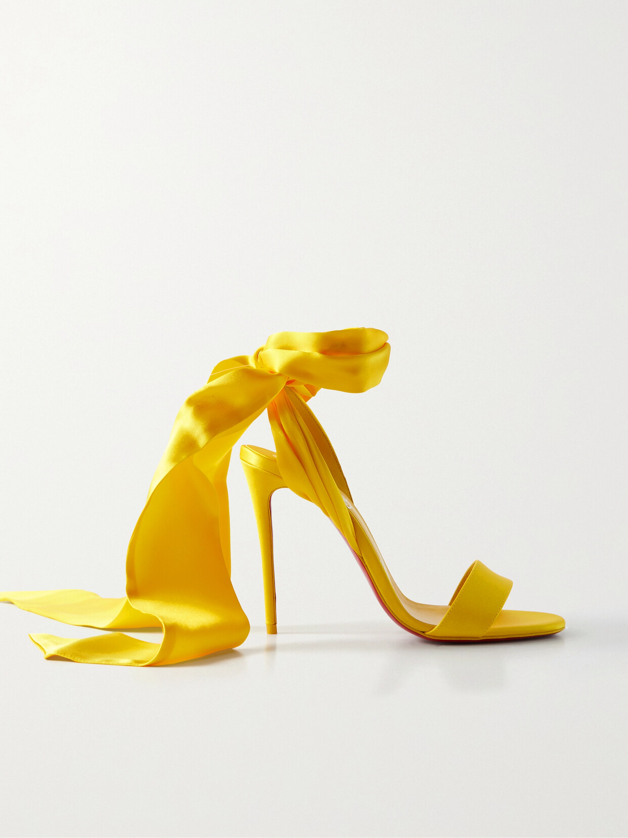 Shop Christian Louboutin Sandale Du Desert 100 Satin Sandals In Yellow