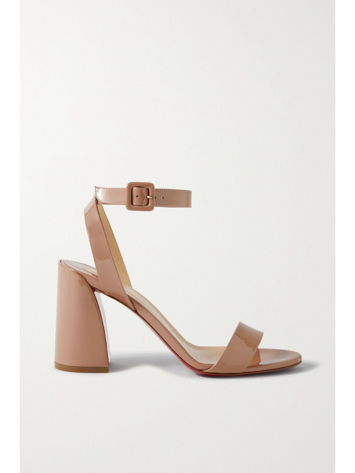 Christian Louboutin Miss Sabina 85 Patent Leather Ankle-strap Sandals In Neutrals