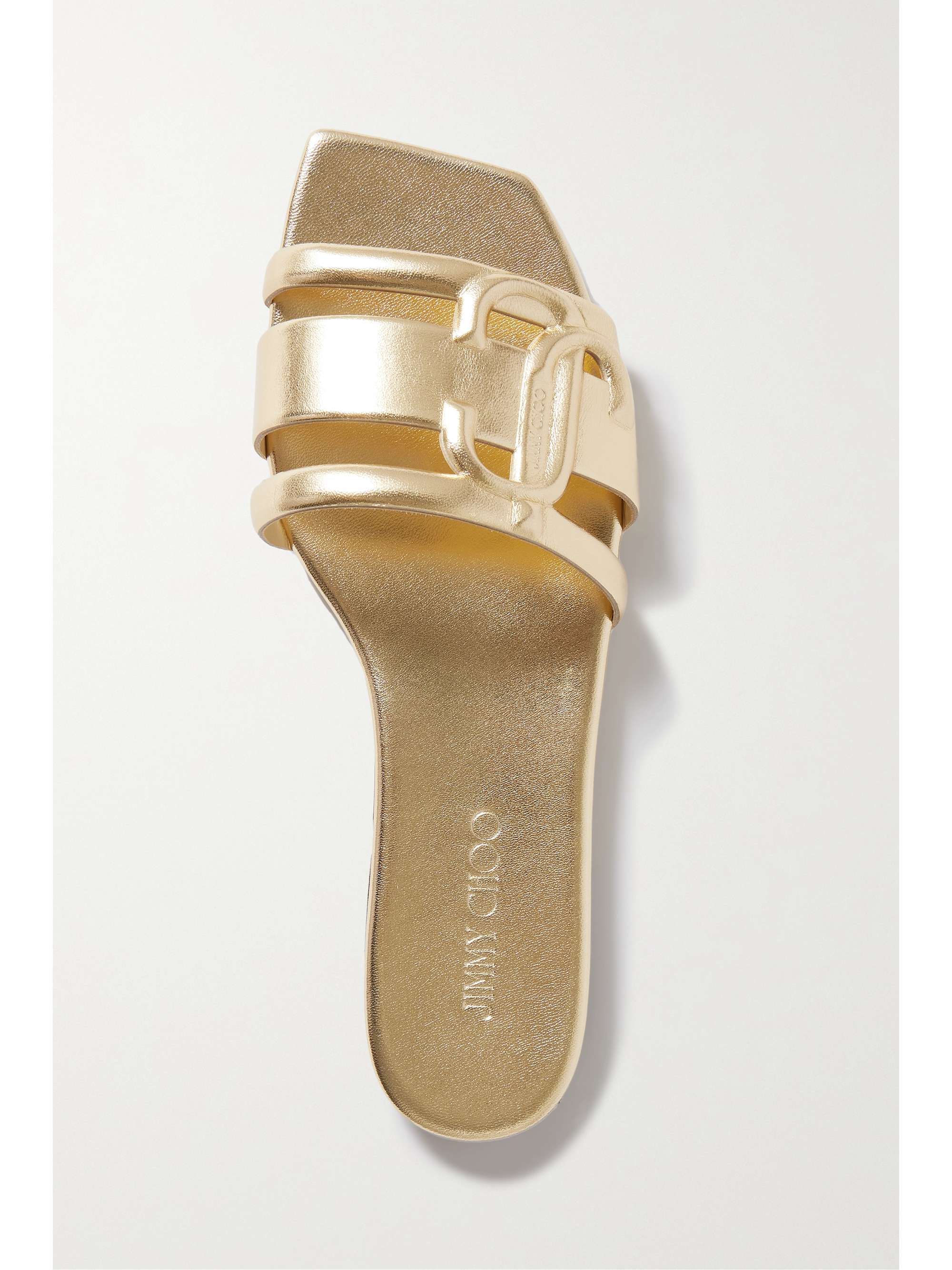 JIMMY CHOO Laran logo-detailed metallic leather sandals | NET-A-PORTER