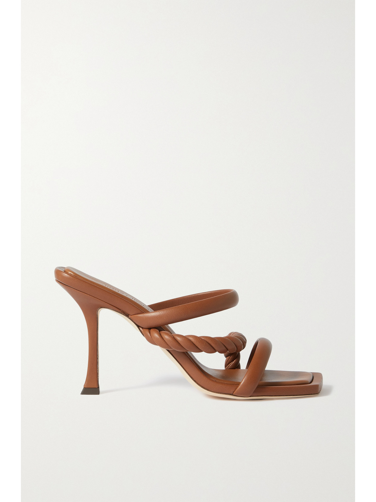 Diosa 90 Twisted Leather Mules In Brown