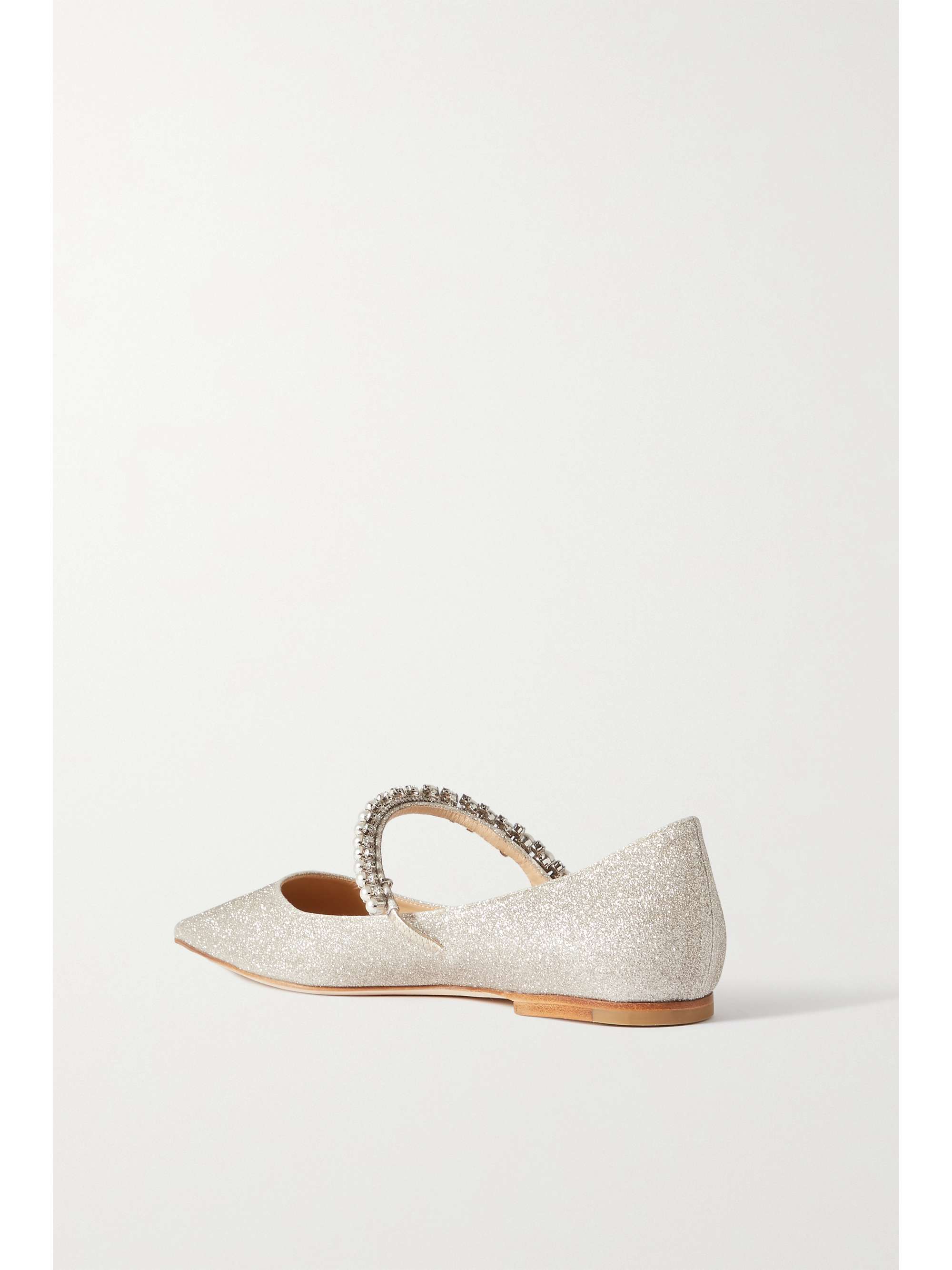 JIMMY CHOO Baily embellished glittered-leather point-toe flats