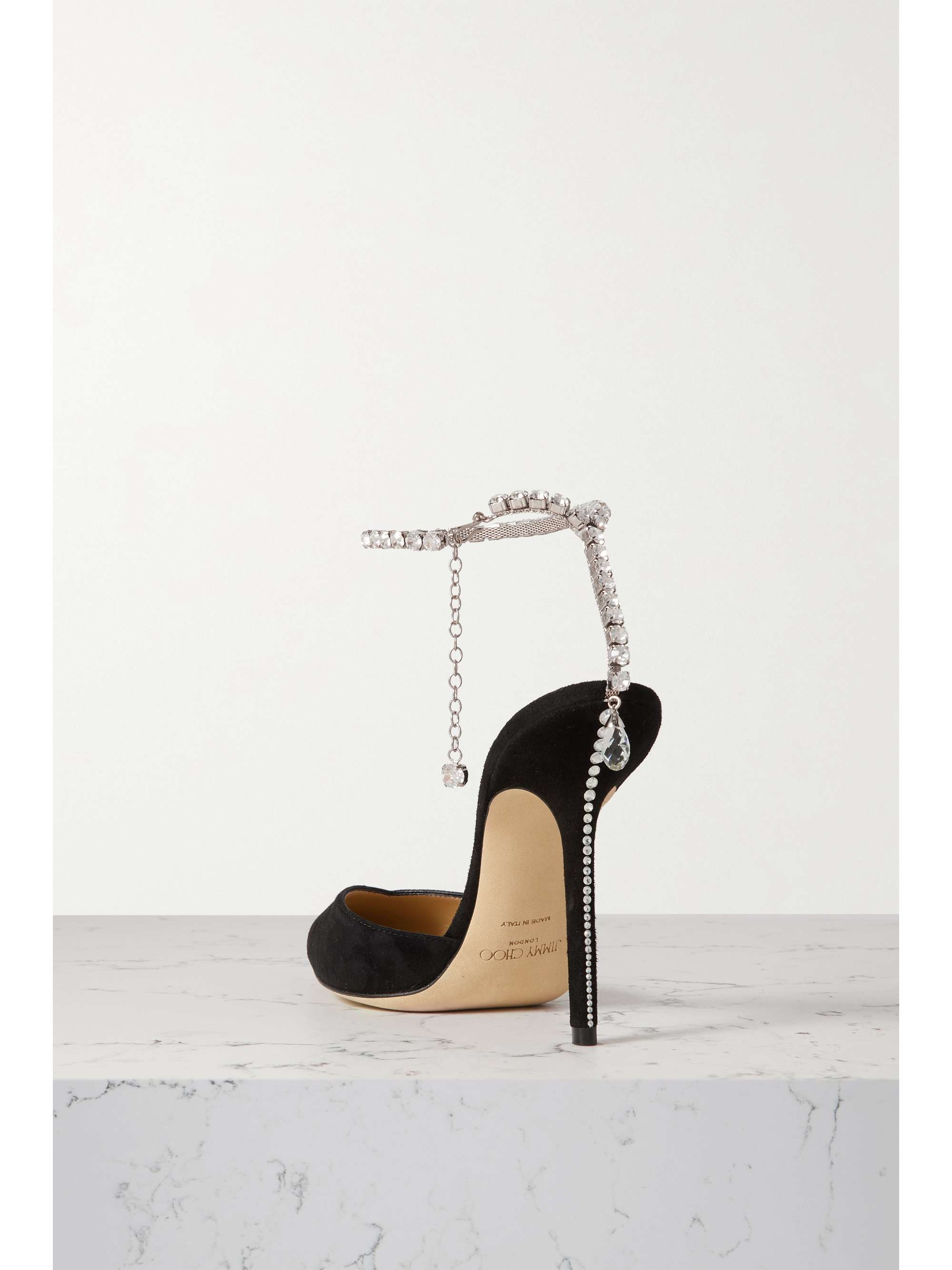 JIMMY CHOO Saeda 100 crystal-embellished suede pumps | NET-A-PORTER