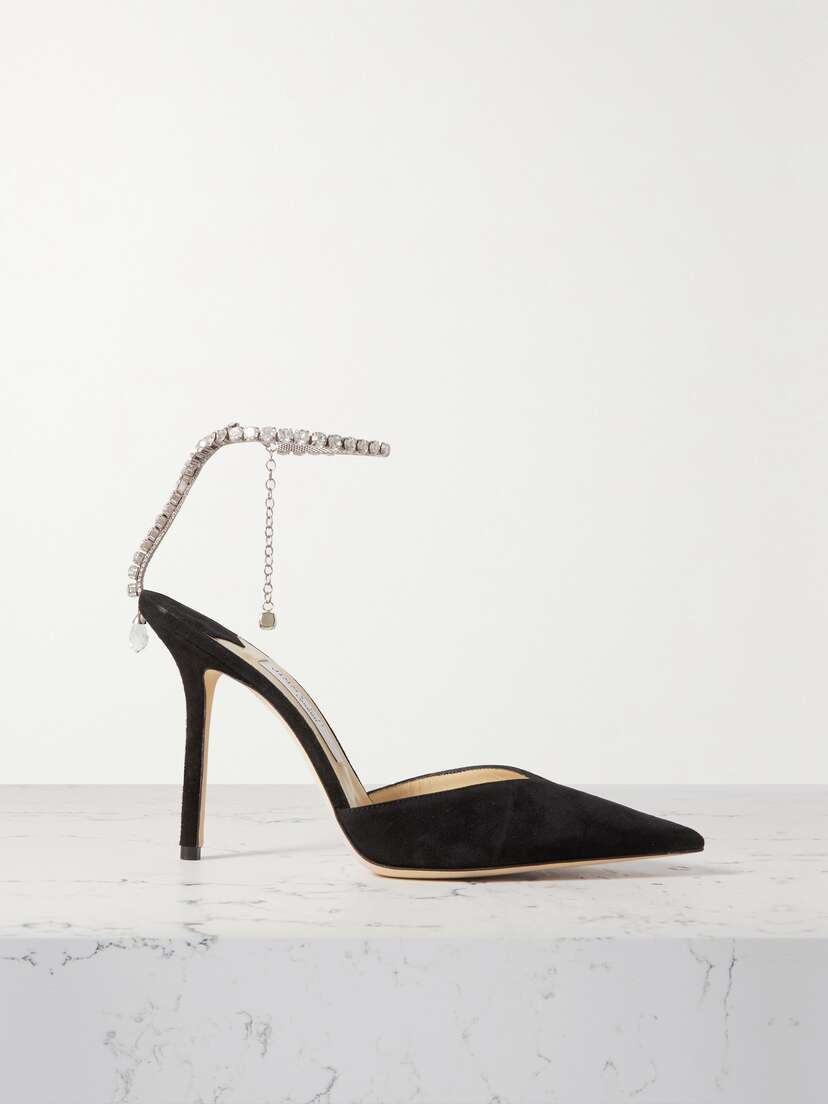 Jimmy Choo Saeda 100 Crystal-embellished Suede Pumps