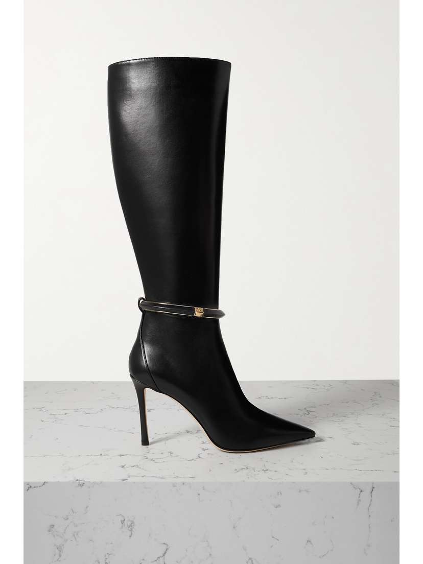 Jimmy Choo Dreece 95 Embellished Leather Knee Boots