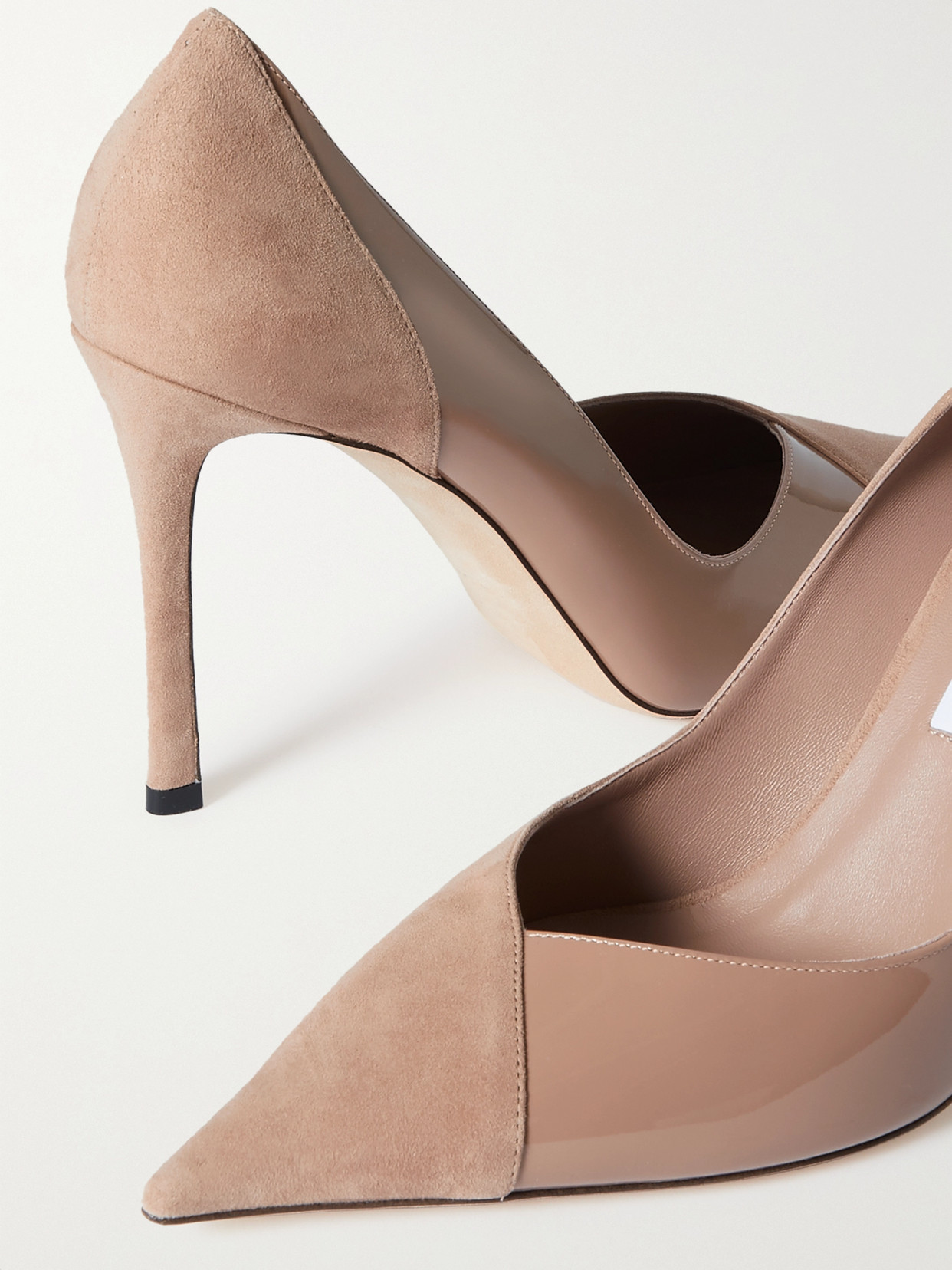 Jimmy Choo Cass 95 Suede And Patent Leather Pumps In Neutrals