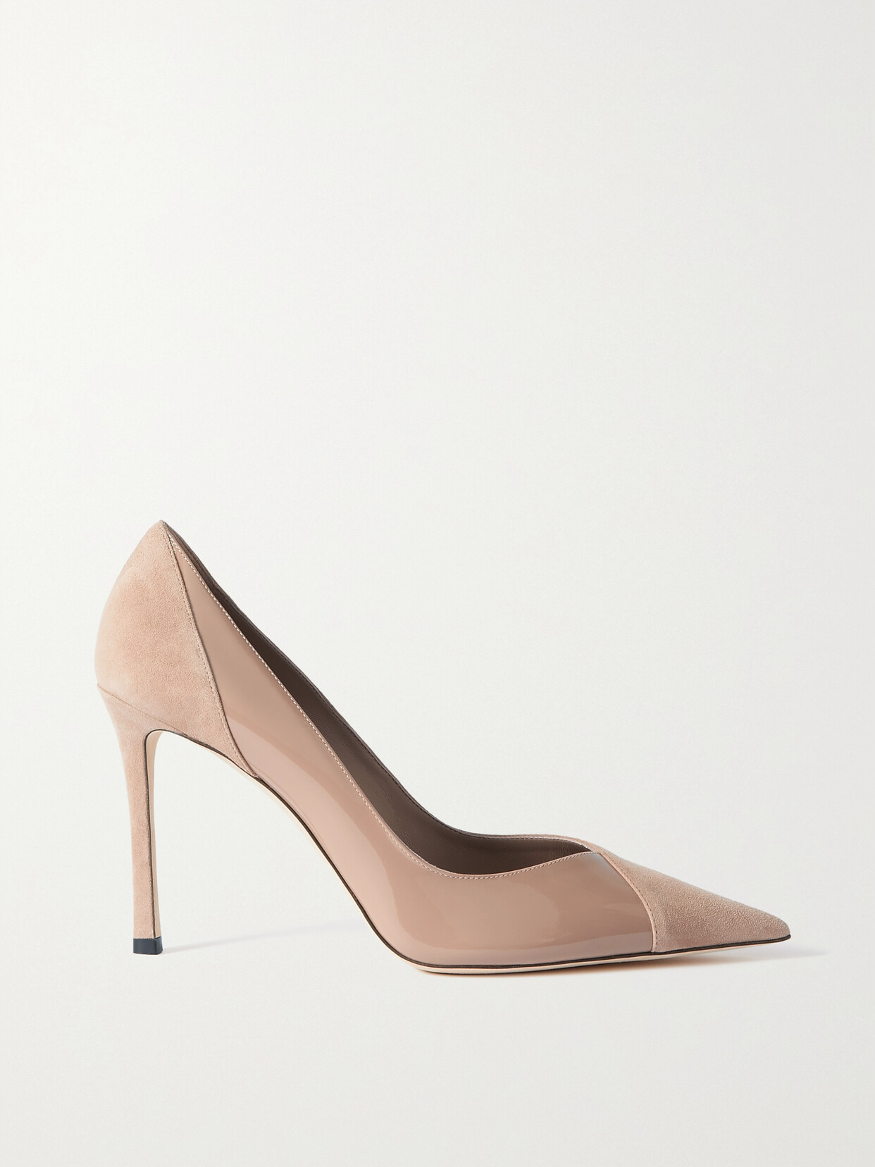 Jimmy Choo Cass 95 Suede And Patent Leather Pumps In Neutrals