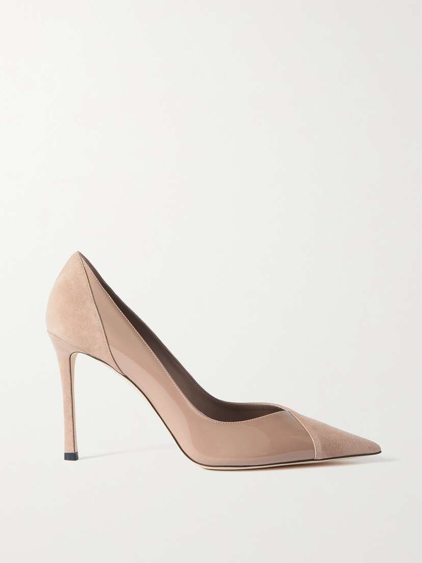 Jimmy Choo Cass 95 Suede And Patent Leather Pumps