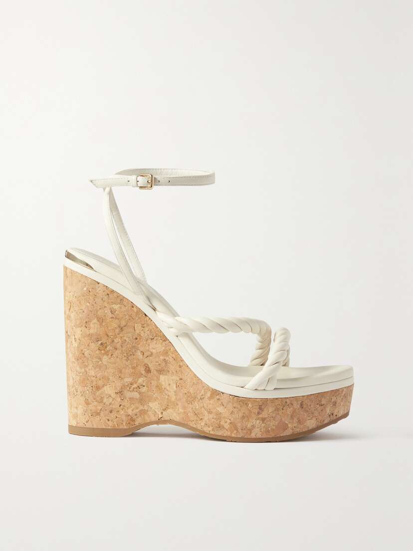 Jimmy Choo Diosa 130 Twisted Leather Wedge Sandals