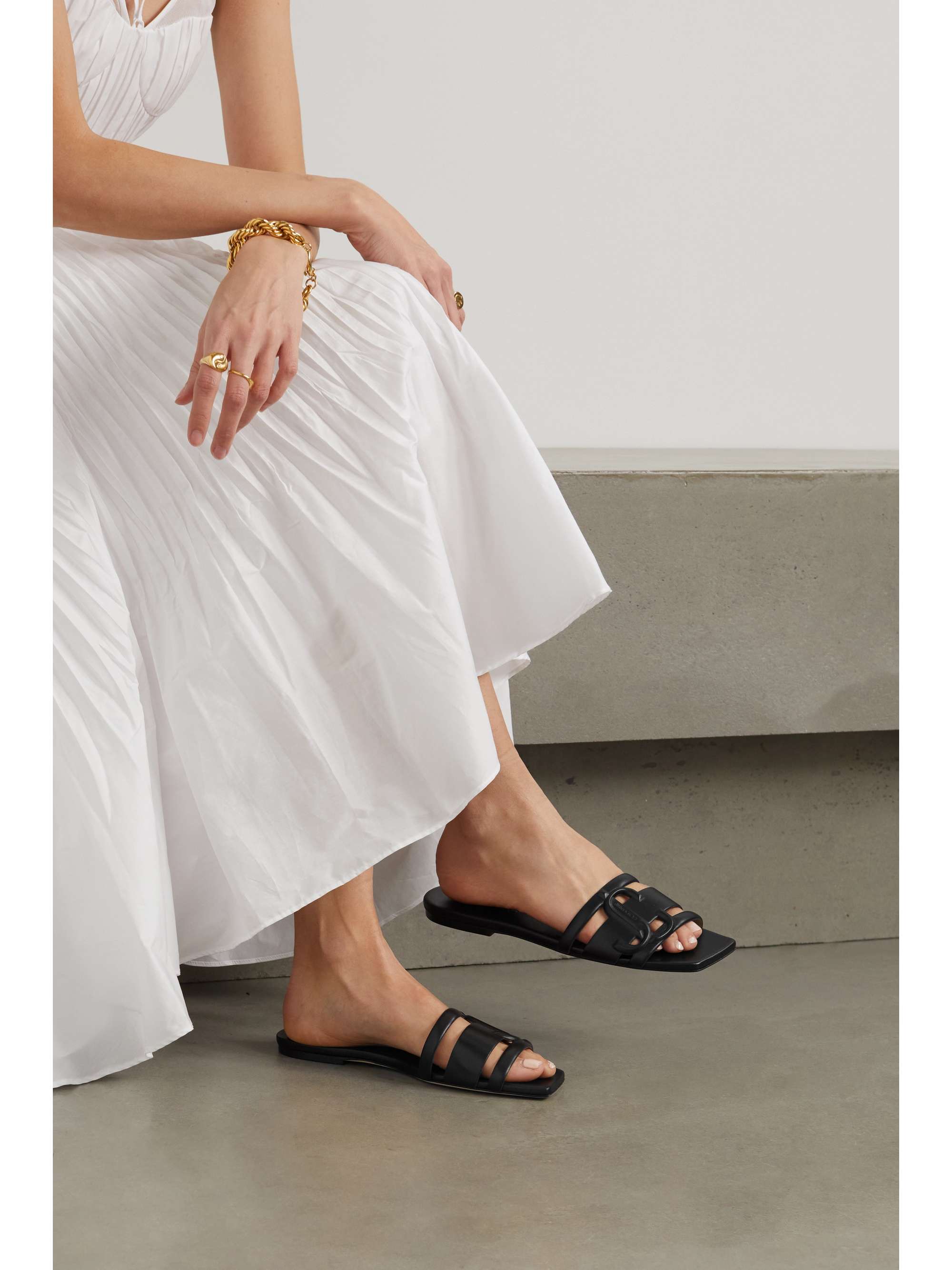 JIMMY CHOO Laran logo-detailed leather sandals | NET-A-PORTER