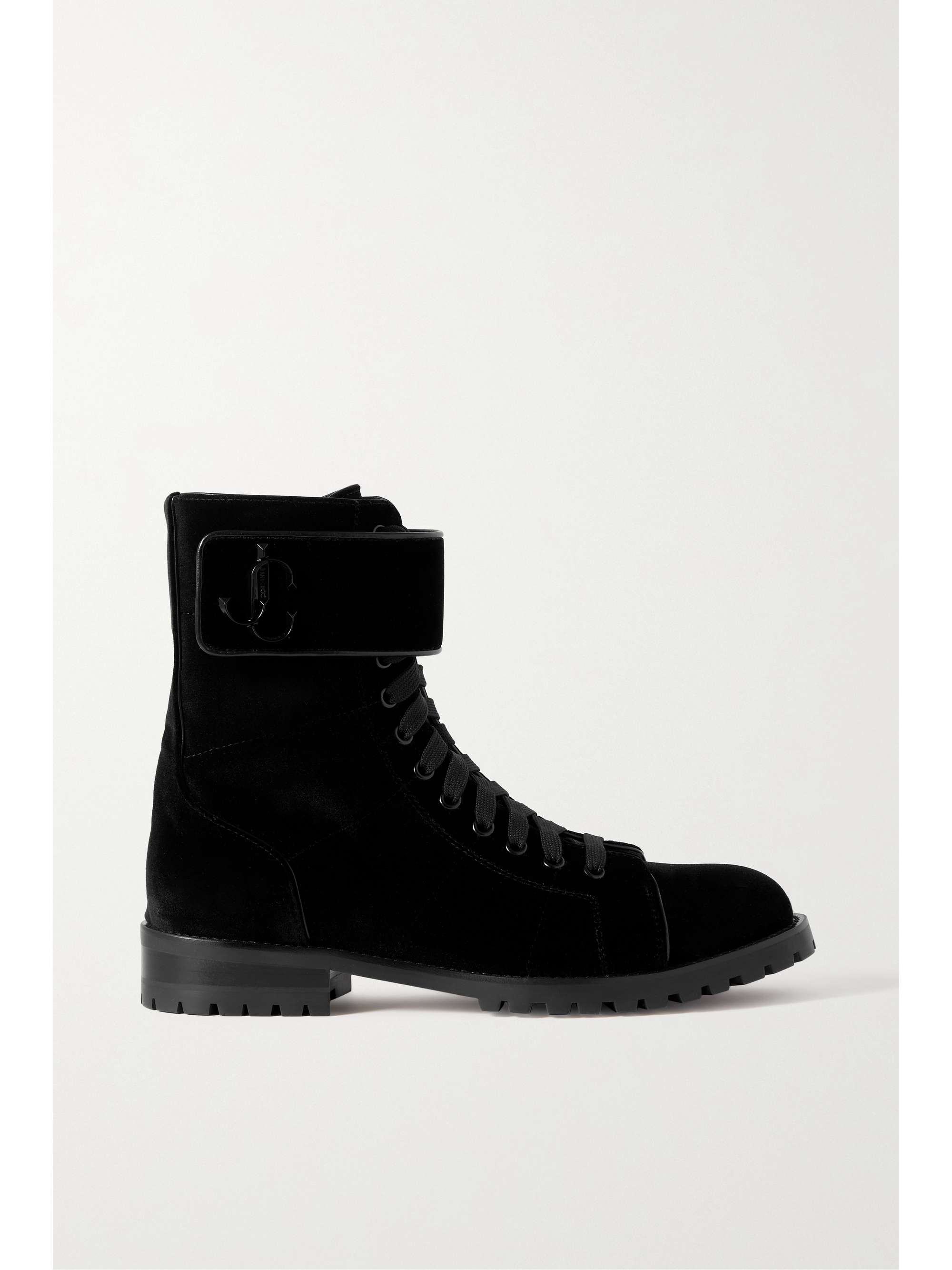 JIMMY CHOO Ceirus logo-embellished velvet ankle boots | NET-A-PORTER