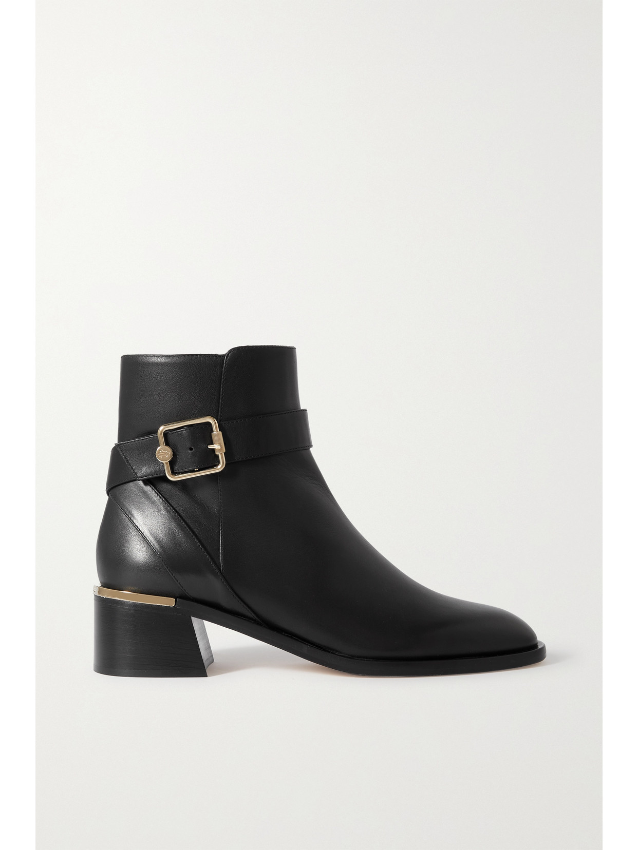 Jimmy Choo Clarice Leather Buckle Ankle Booties In Black