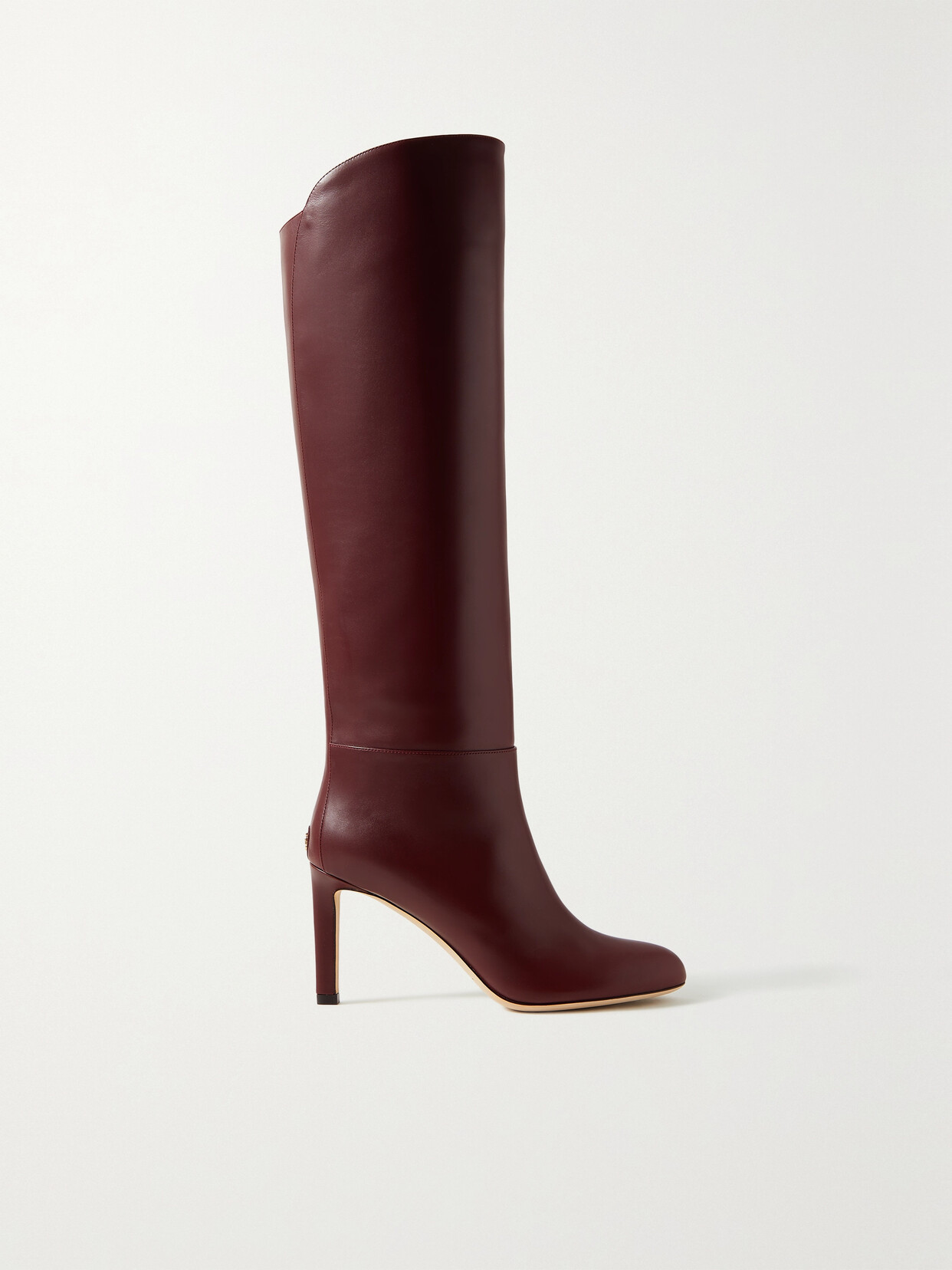 Jimmy Choo Karter 85 Leather Knee-high Boots In Burgundy