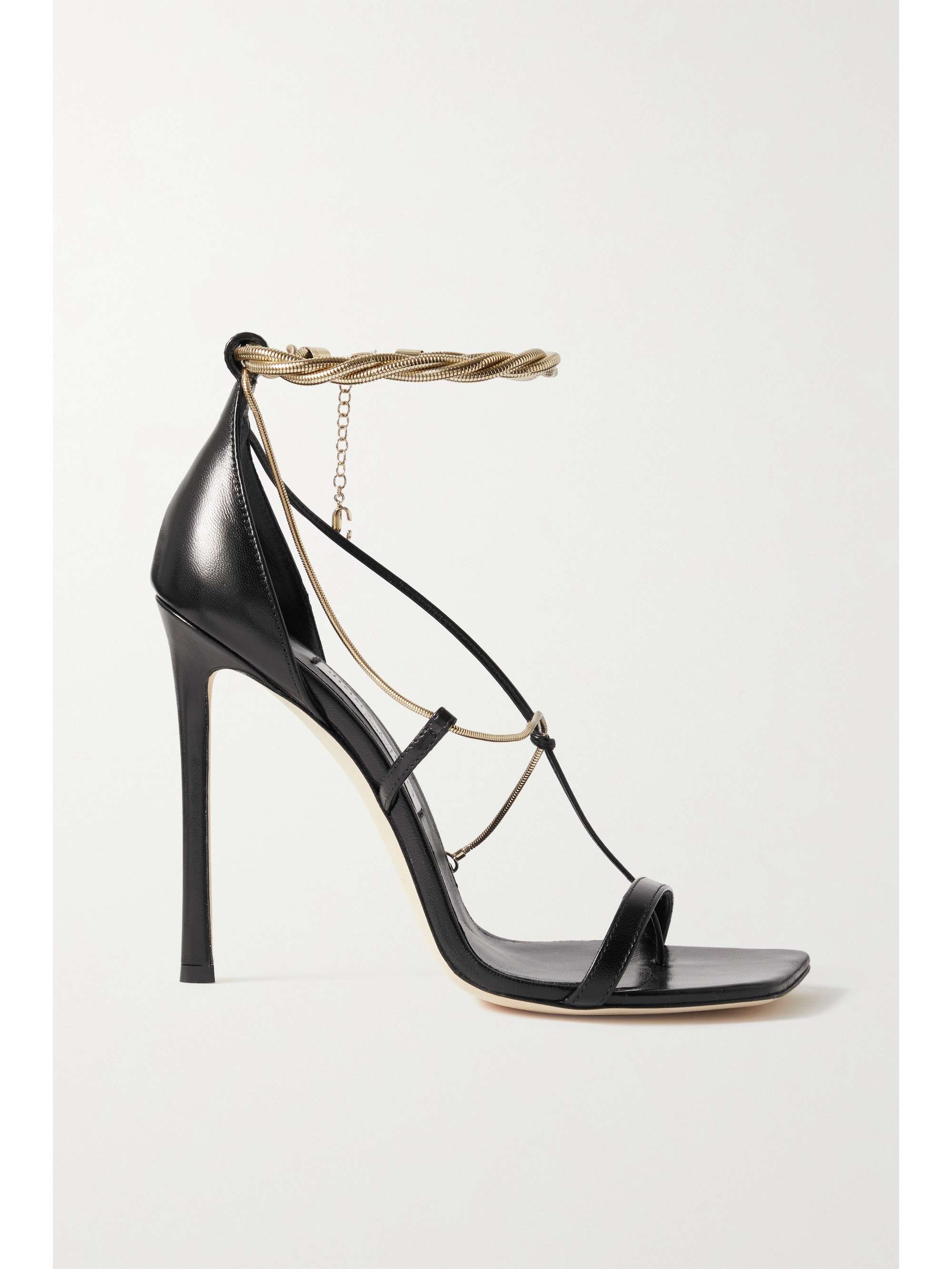 JIMMY CHOO Oriana 110mm embellished twisted leather sandals | NET-A-PORTER