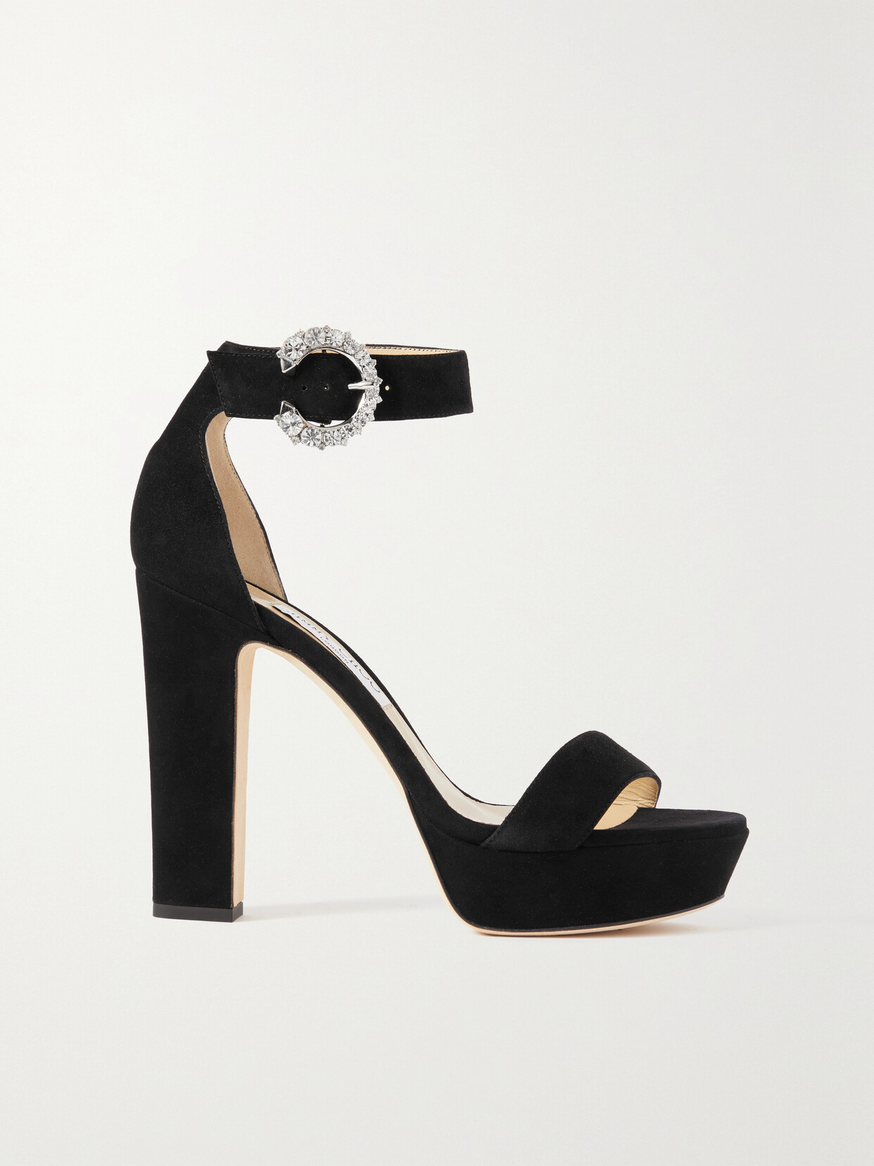 Jimmy Choo Mionne 120 Embellished Suede Platform Sandals - Black
