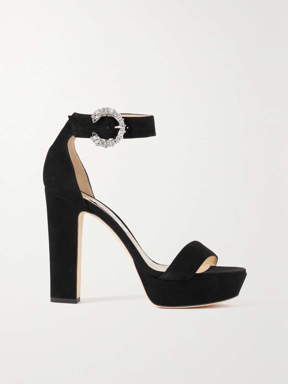 Suede Platform Sandals Black