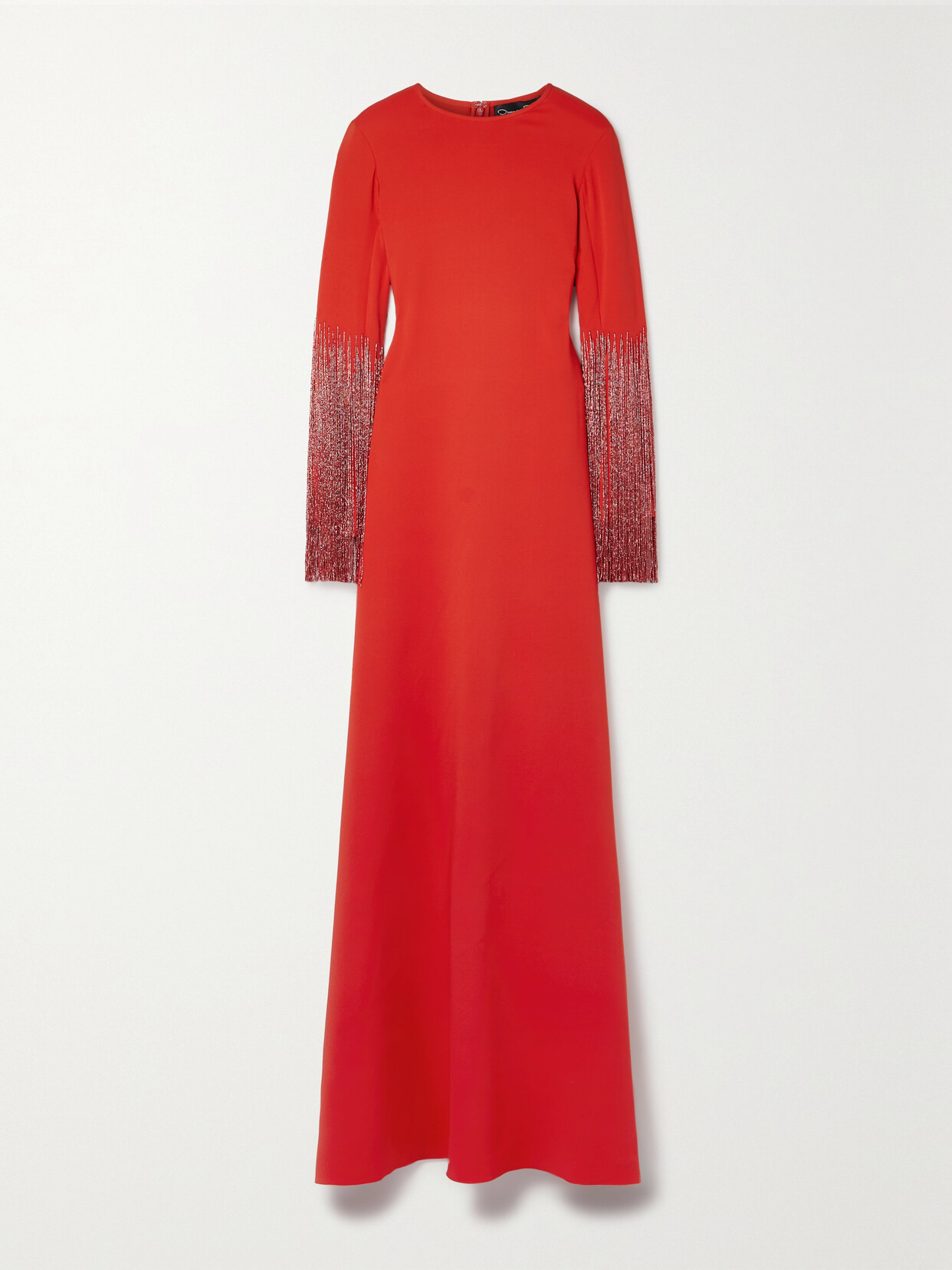 Oscar de la Renta - Fringed Embellished Silk-blend Gown - Red 22 Awaiting product image