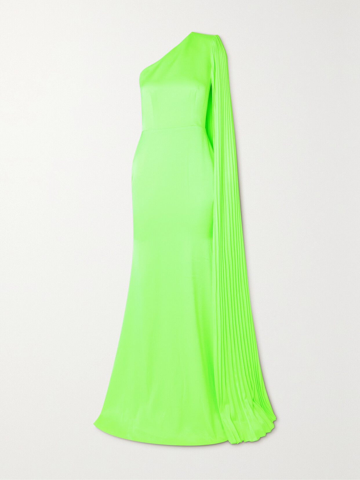 Alex Perry - Ericka One-shoulder Pleated Satin-crepe Gown - Chartreuse 22 Awaiting product image